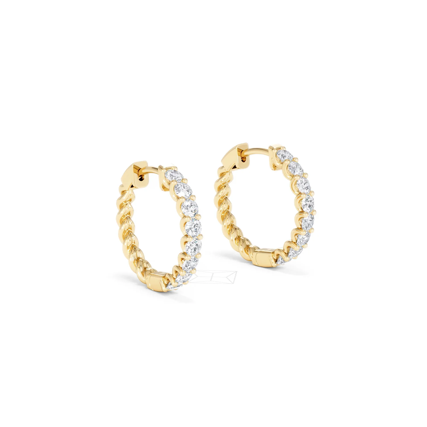 Braided 1.00ct Round Cut Lab Diamond Hoop Earrings in 9K Yellow Gold - Image 18