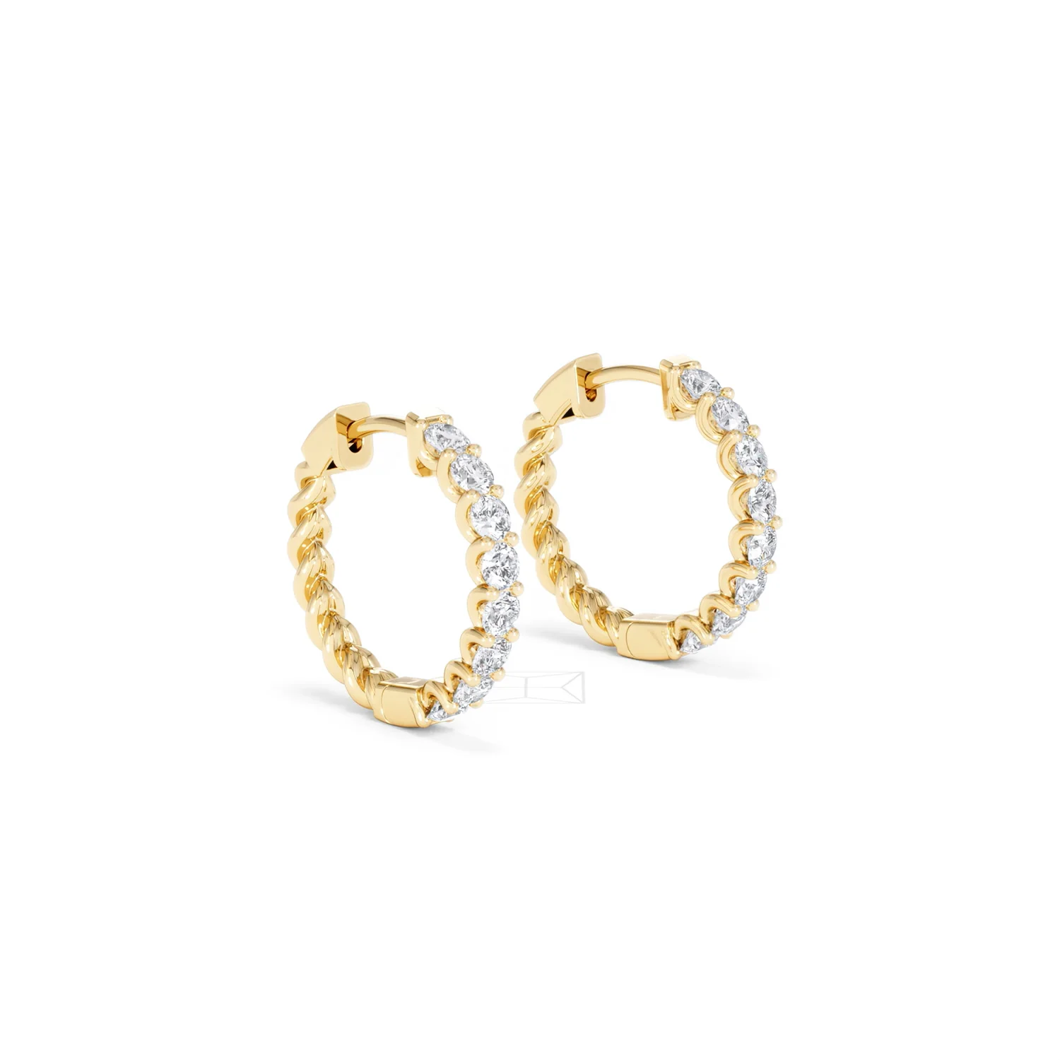 Braided 1.00ct Round Cut Lab Diamond Hoop Earrings in 9K Yellow Gold - Image 19