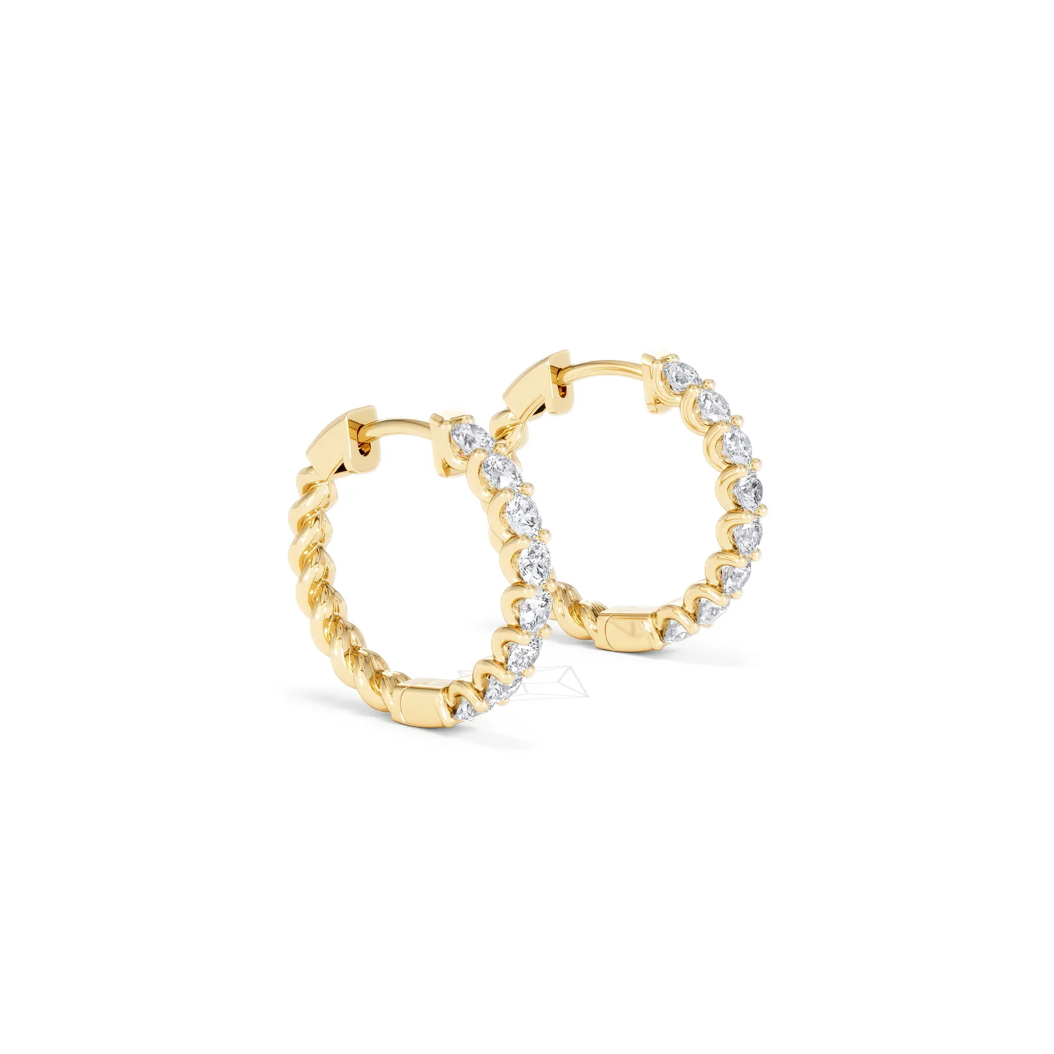 Braided 1.00ct Round Cut Lab Diamond Hoop Earrings in 9K Yellow Gold - Image 21