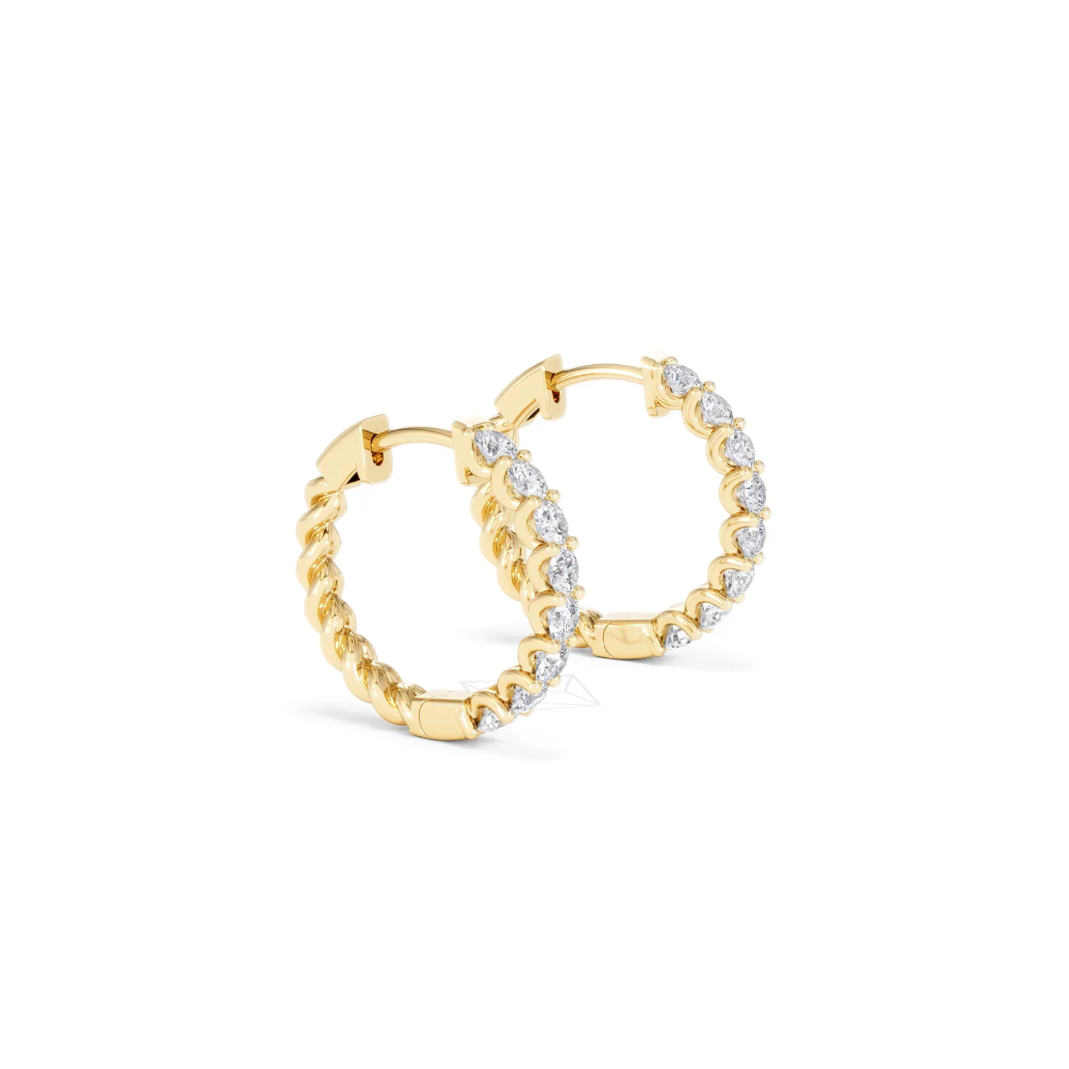 Braided 1.00ct Round Cut Lab Diamond Hoop Earrings in 9K Yellow Gold - Image 22