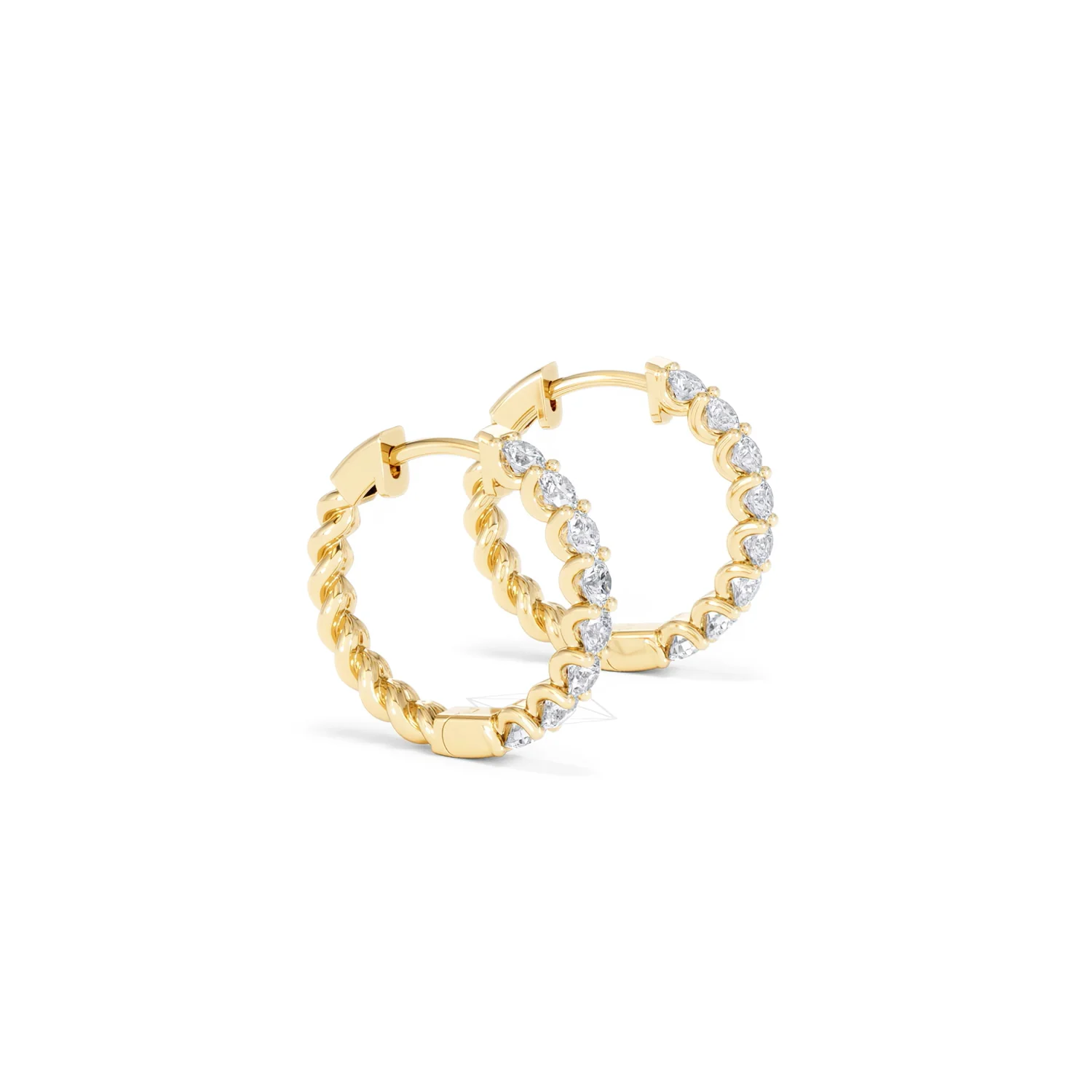 Braided 1.00ct Round Cut Lab Diamond Hoop Earrings in 9K Yellow Gold - Image 23