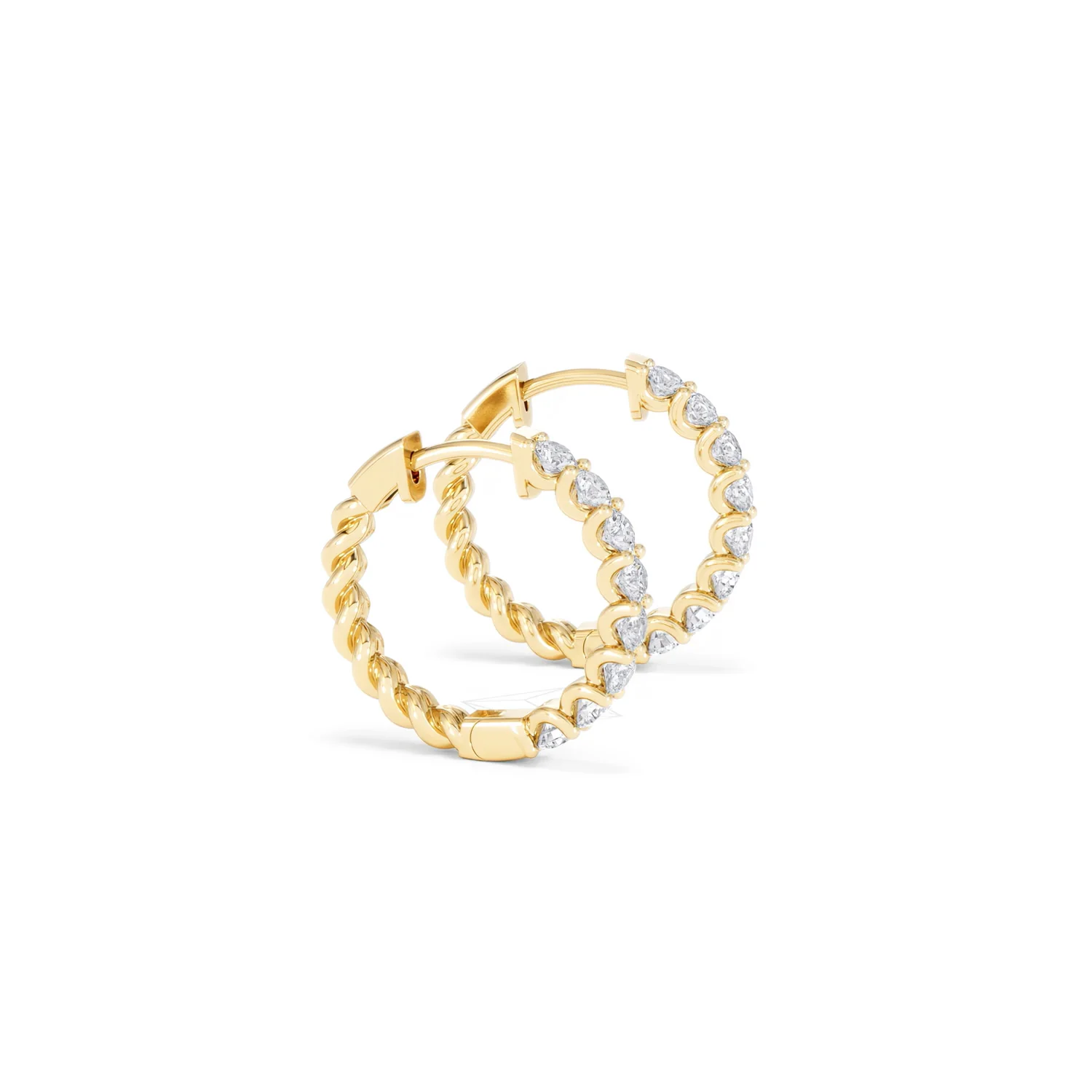 Braided 1.00ct Round Cut Lab Diamond Hoop Earrings in 9K Yellow Gold - Image 25