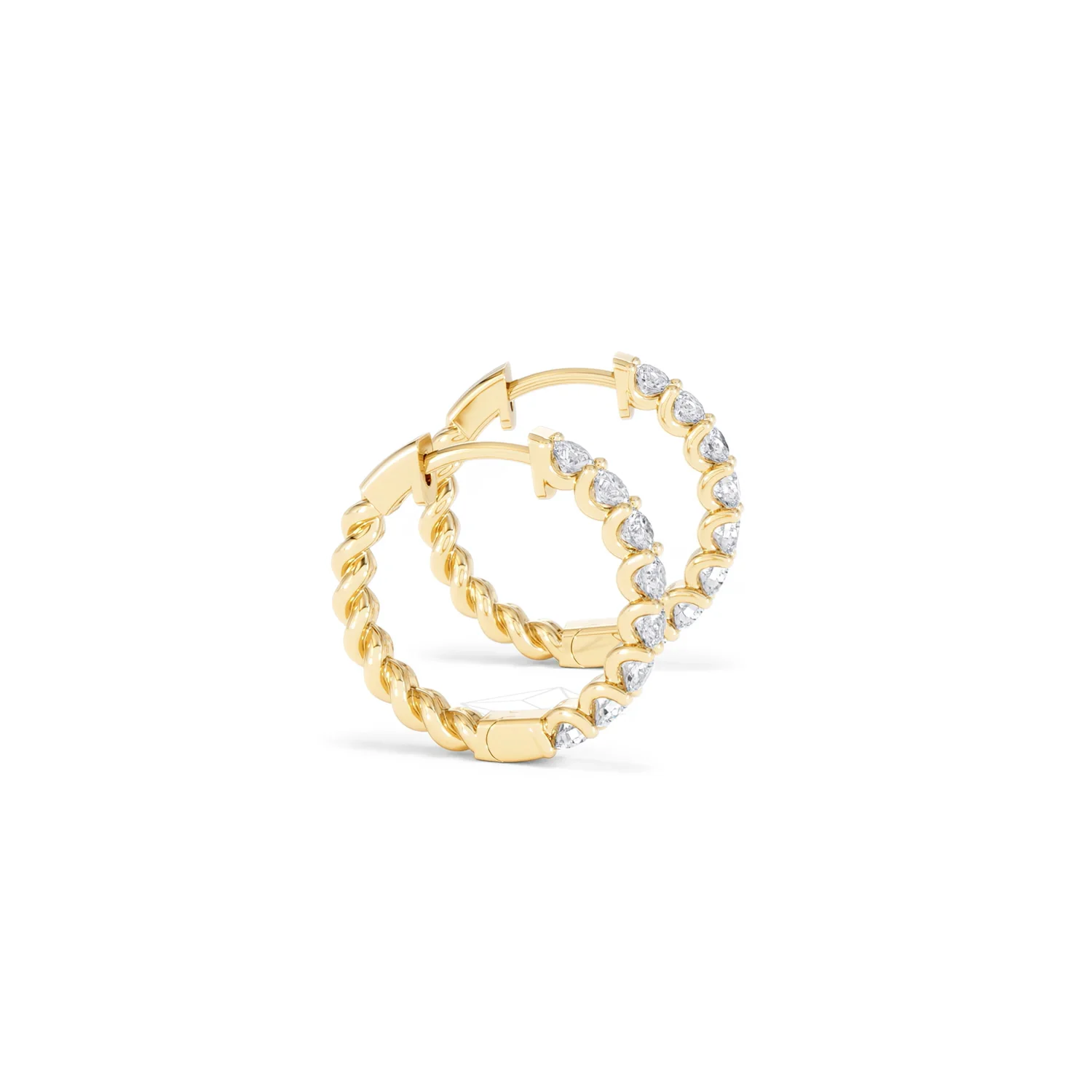 Braided 1.00ct Round Cut Lab Diamond Hoop Earrings in 9K Yellow Gold - Image 26