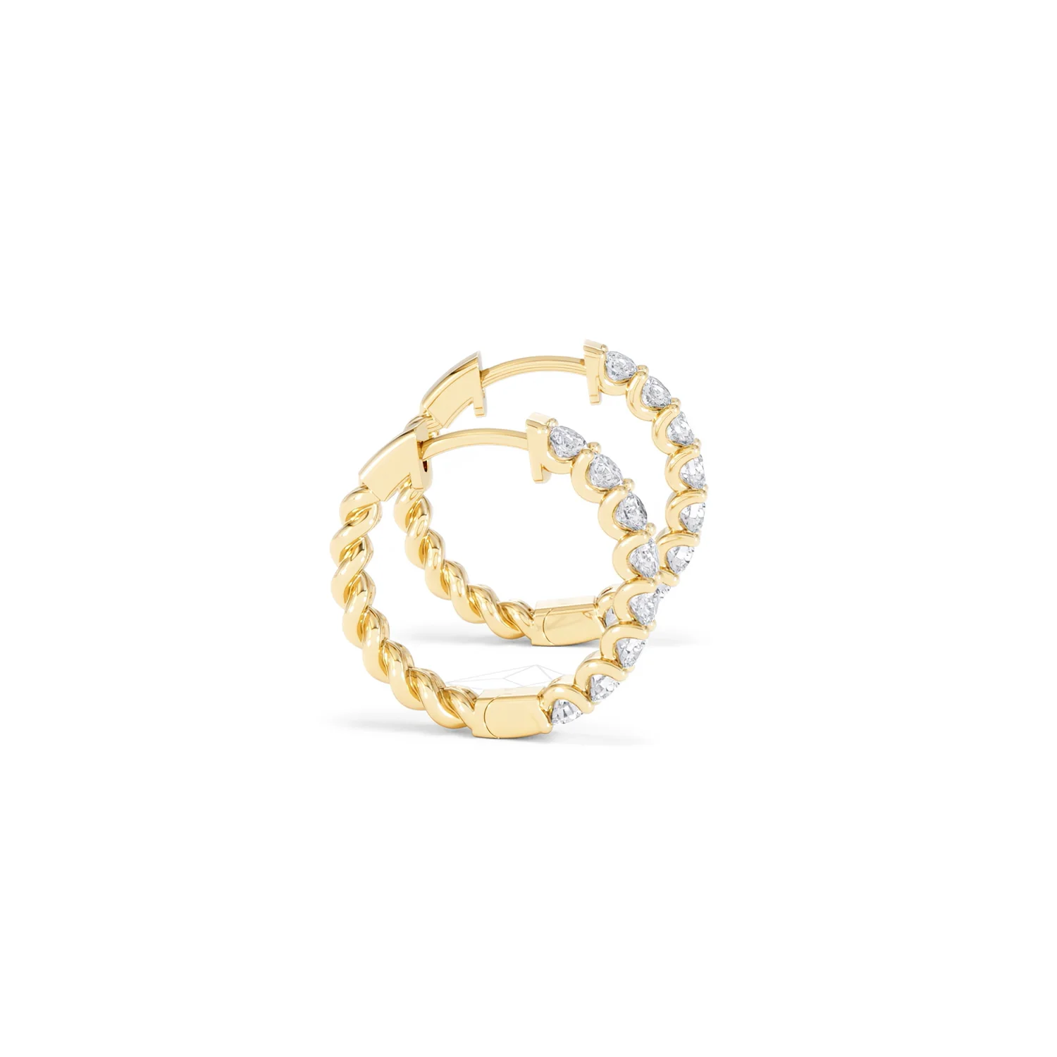 Braided 1.00ct Round Cut Lab Diamond Hoop Earrings in 9K Yellow Gold - Image 27