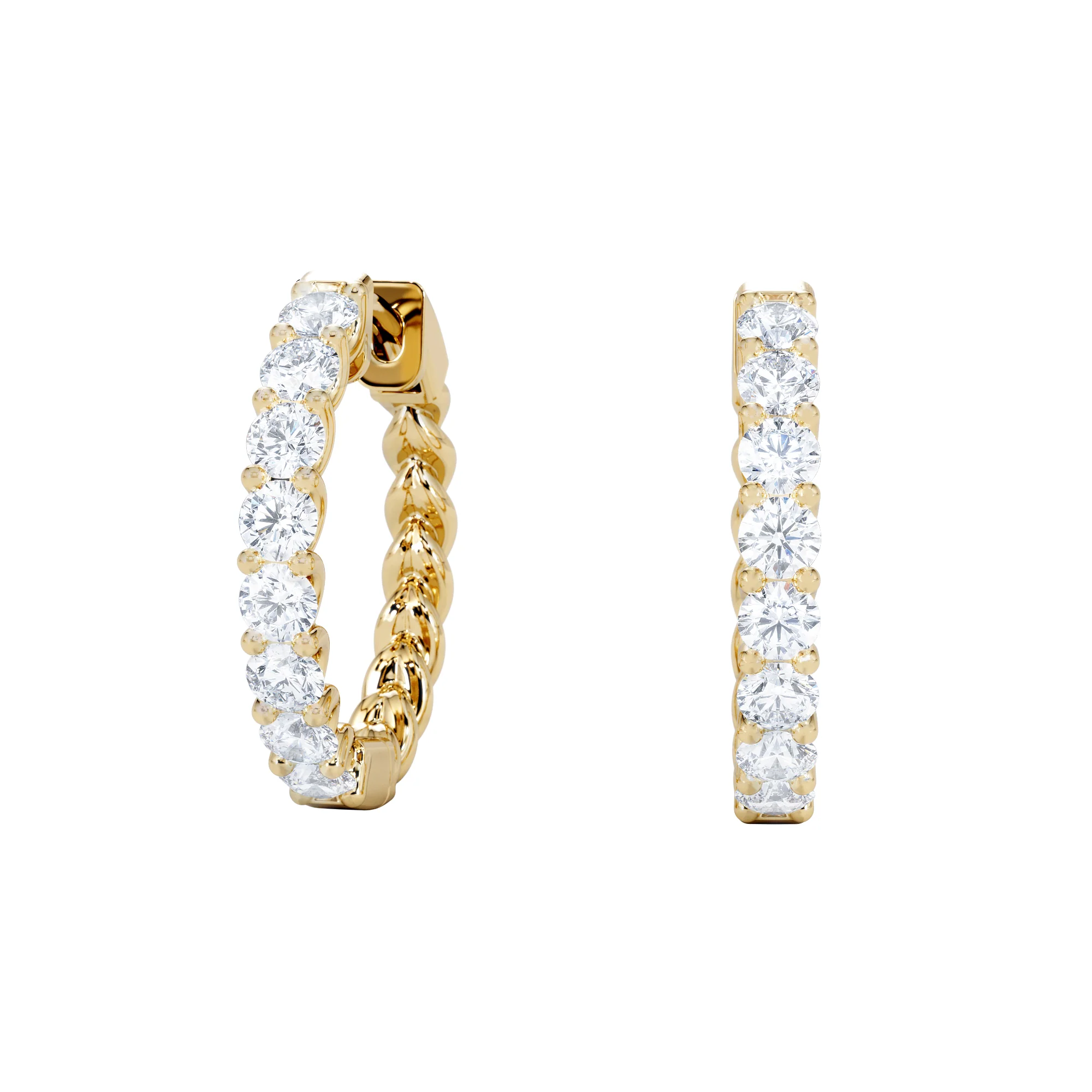 Braided 1.00ct Round Cut Lab Diamond Hoop Earrings in 9K Yellow Gold - Image 3