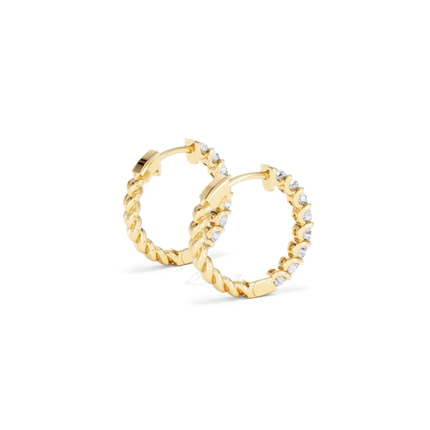 Braided 1.00ct Round Cut Lab Diamond Hoop Earrings in 9K Yellow Gold - Image 36