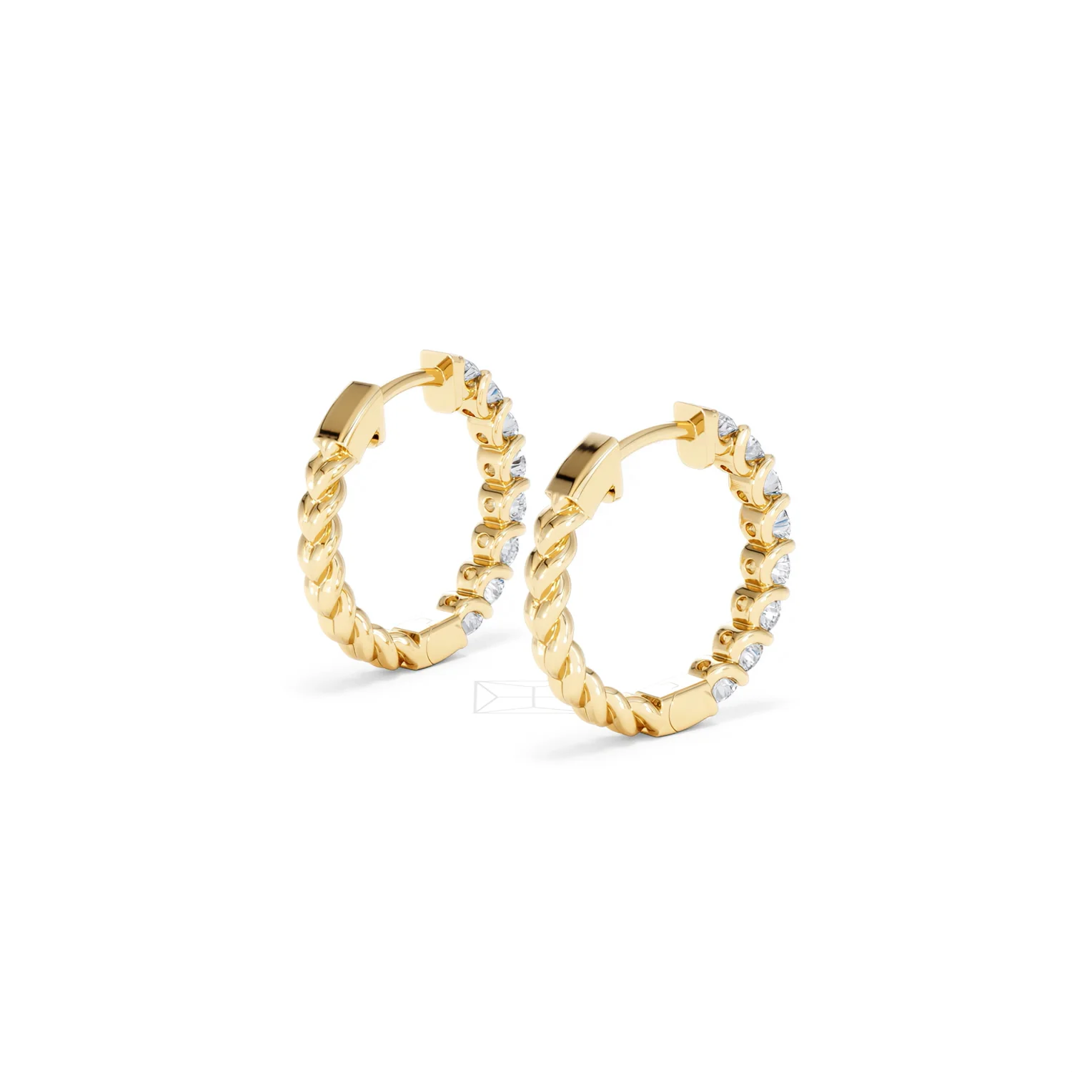 Braided 1.00ct Round Cut Lab Diamond Hoop Earrings in 9K Yellow Gold - Image 39
