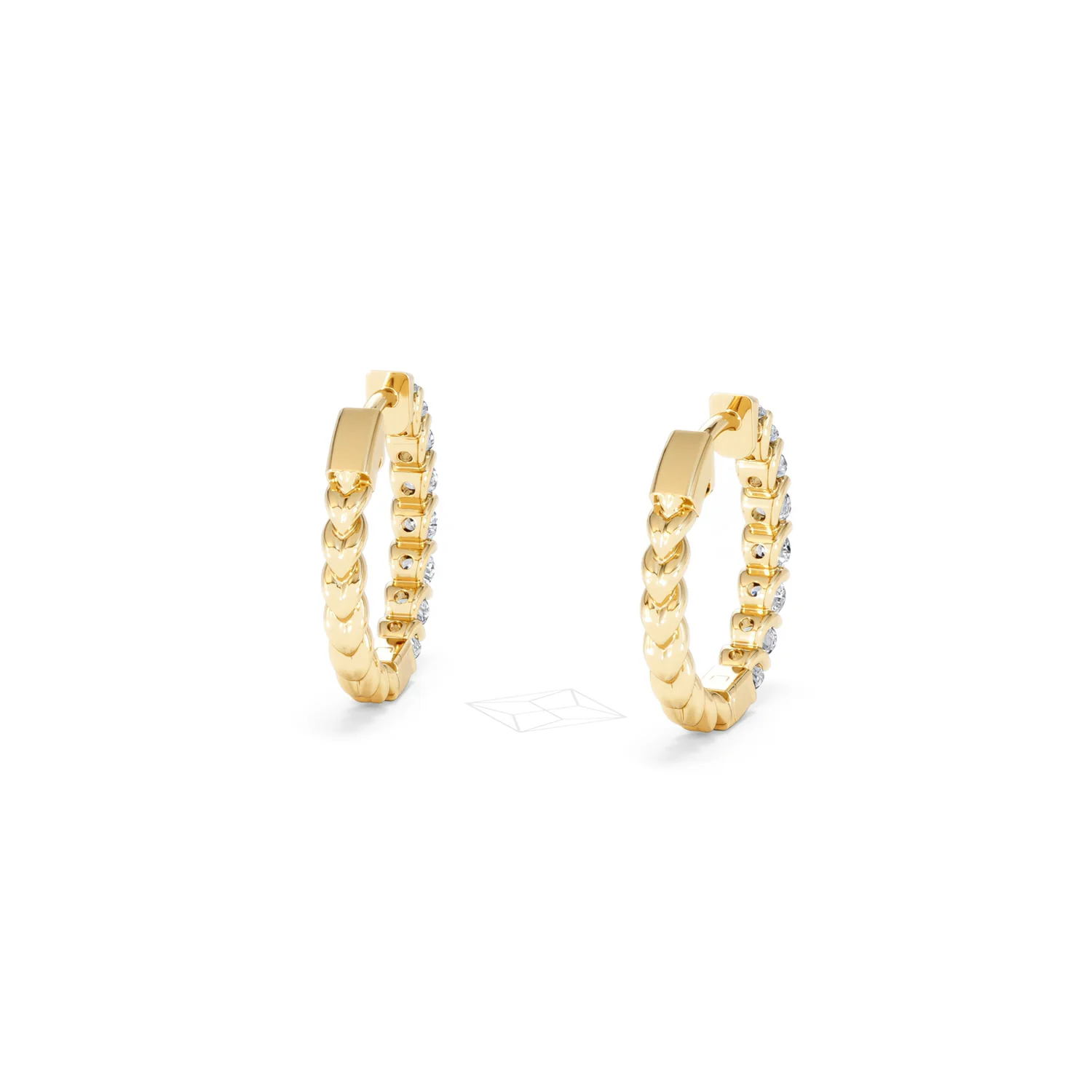 Braided 1.00ct Round Cut Lab Diamond Hoop Earrings in 9K Yellow Gold - Image 45