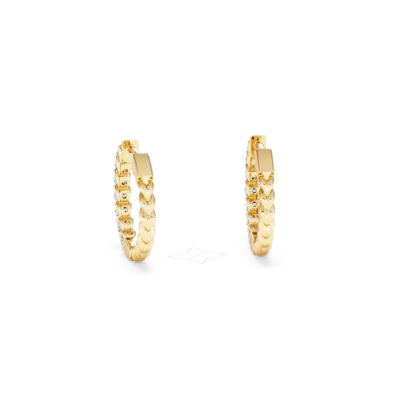 Braided 1.00ct Round Cut Lab Diamond Hoop Earrings in 9K Yellow Gold - Image 51