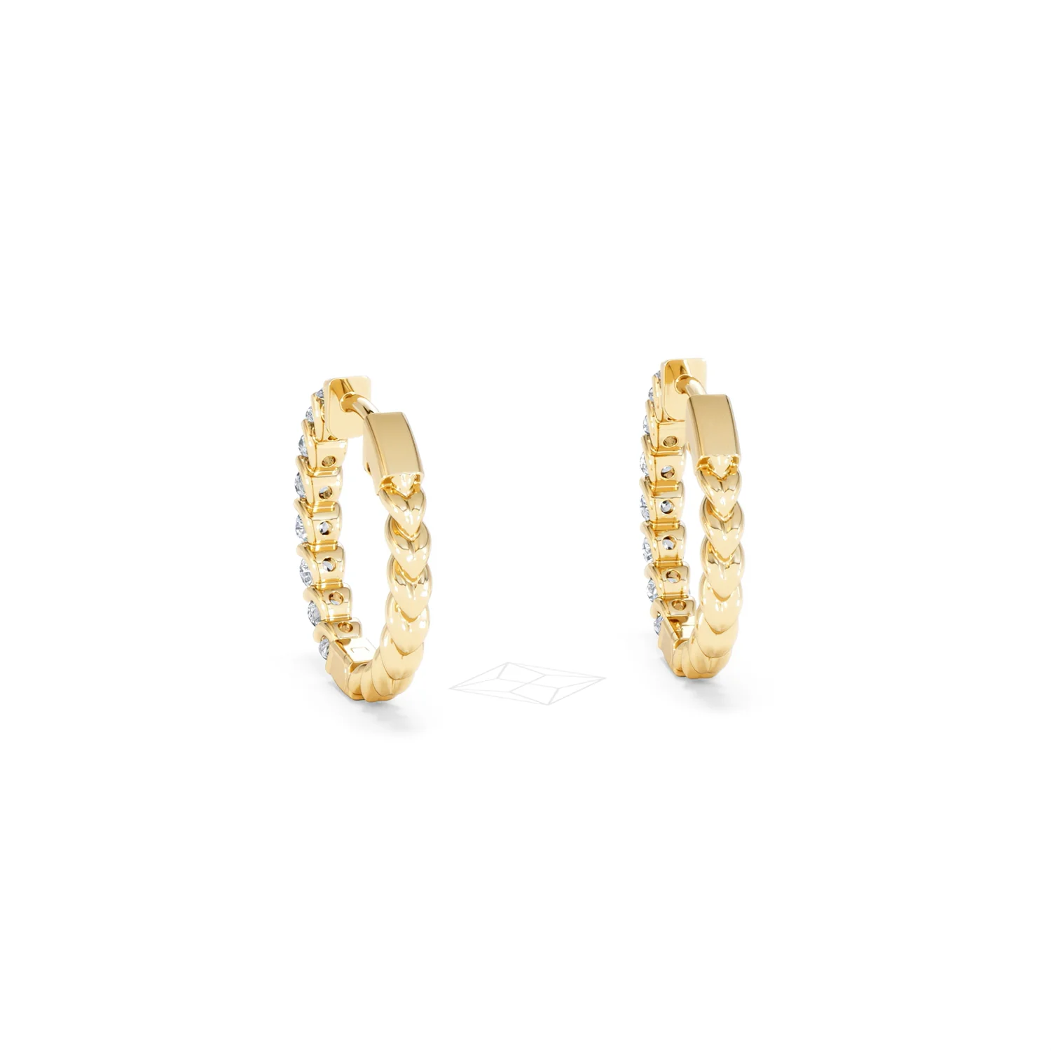 Braided 1.00ct Round Cut Lab Diamond Hoop Earrings in 9K Yellow Gold - Image 52