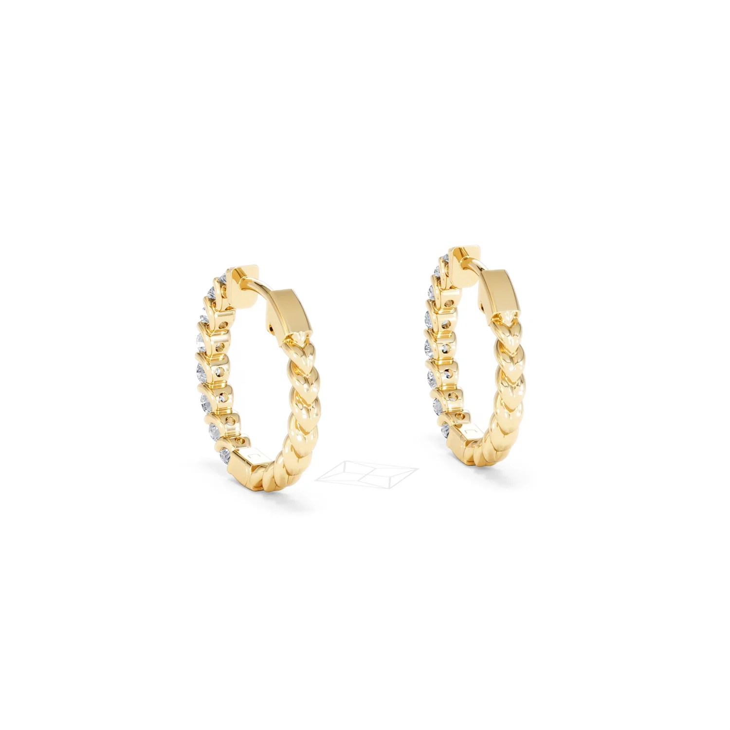 Braided 1.00ct Round Cut Lab Diamond Hoop Earrings in 9K Yellow Gold - Image 54