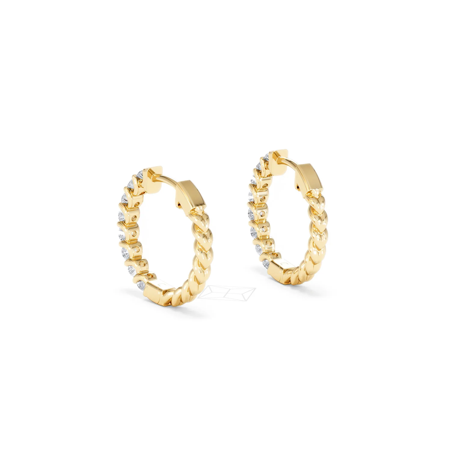 Braided 1.00ct Round Cut Lab Diamond Hoop Earrings in 9K Yellow Gold - Image 56