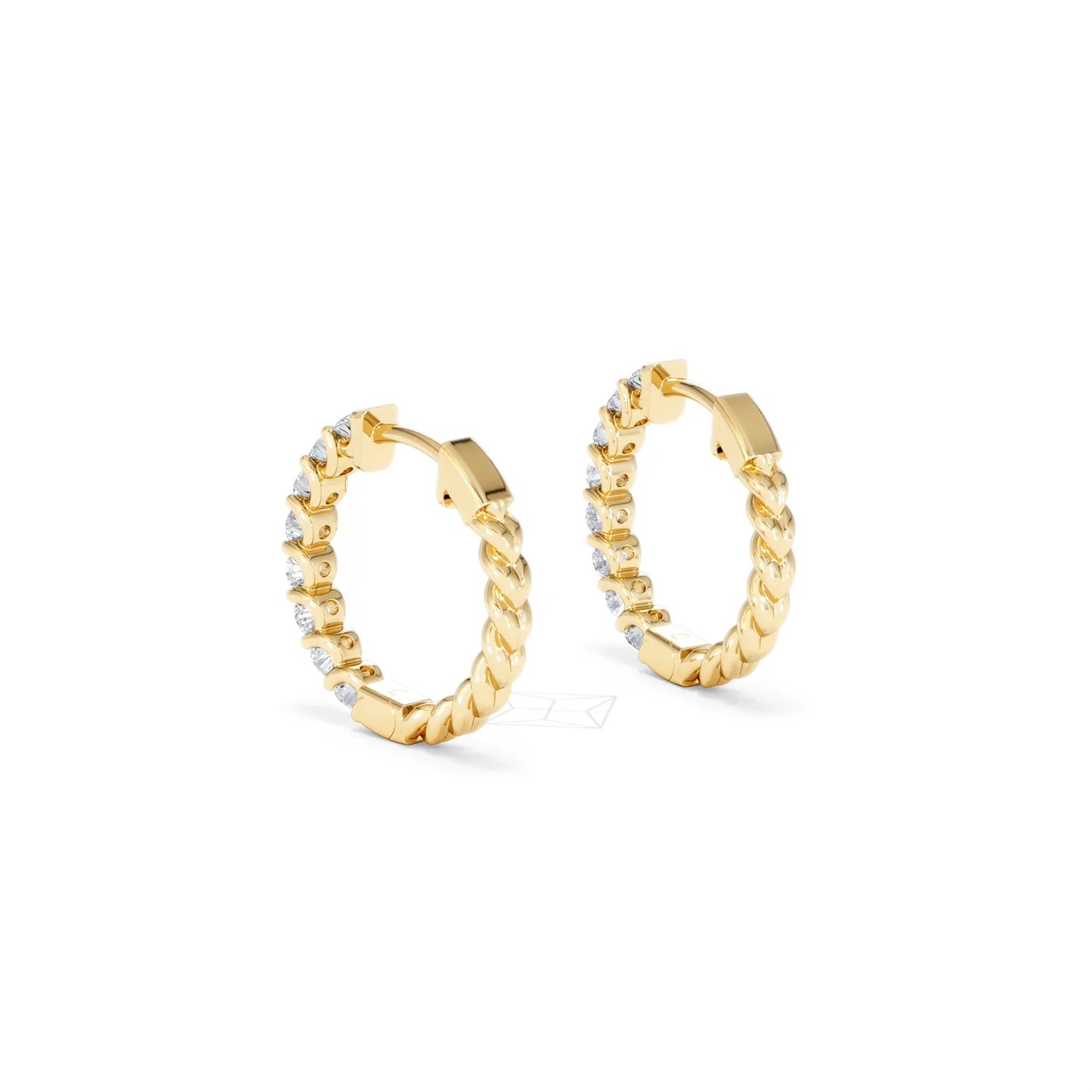 Braided 1.00ct Round Cut Lab Diamond Hoop Earrings in 9K Yellow Gold - Image 57