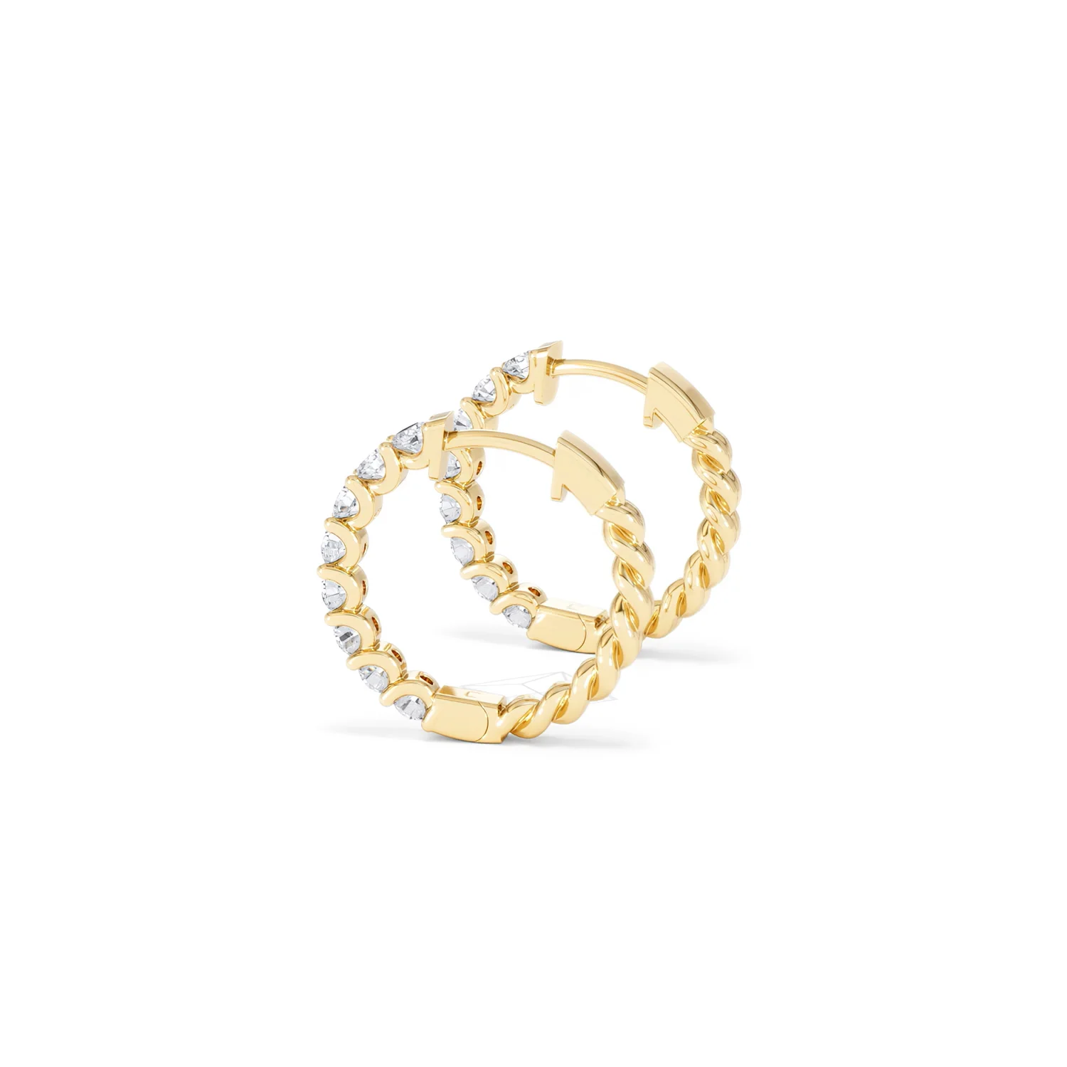 Braided 1.00ct Round Cut Lab Diamond Hoop Earrings in 9K Yellow Gold - Image 65