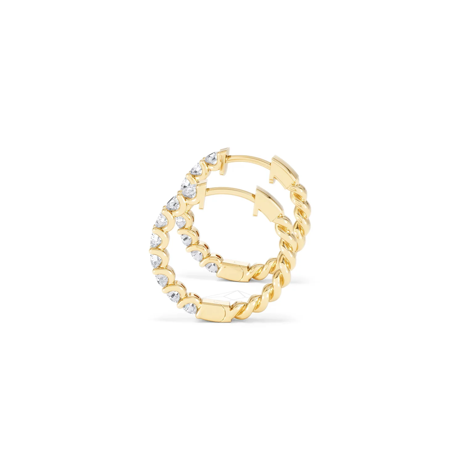 Braided 1.00ct Round Cut Lab Diamond Hoop Earrings in 9K Yellow Gold - Image 67