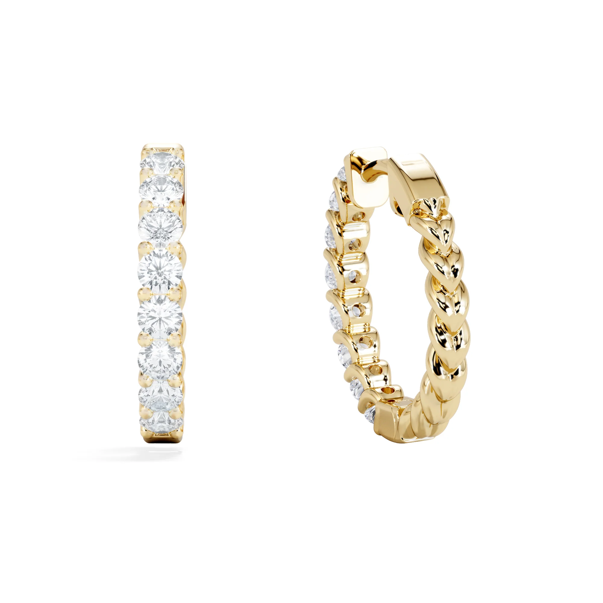 Braided 1.00ct Round Cut Lab Diamond Hoop Earrings in 9K Yellow Gold - Image 7