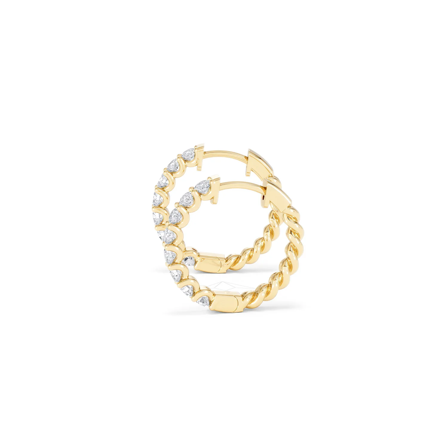Braided 1.00ct Round Cut Lab Diamond Hoop Earrings in 9K Yellow Gold - Image 70