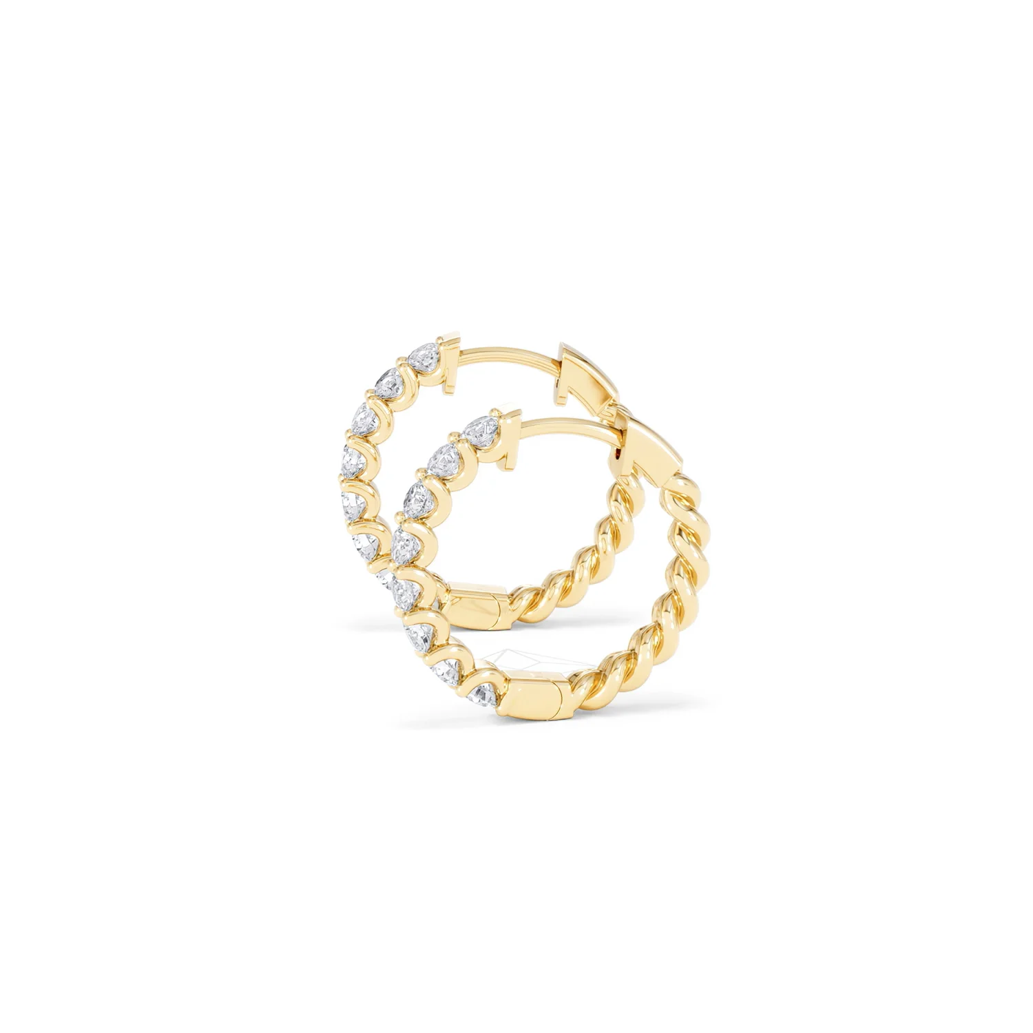 Braided 1.00ct Round Cut Lab Diamond Hoop Earrings in 9K Yellow Gold - Image 71