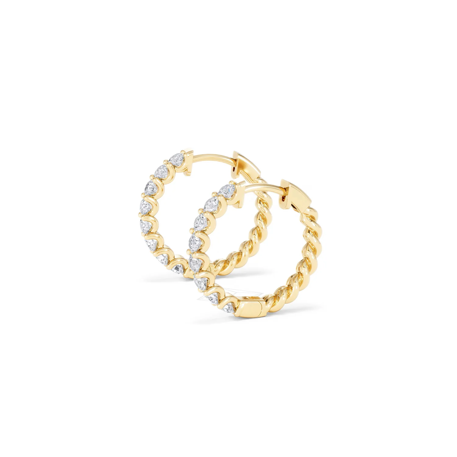 Braided 1.00ct Round Cut Lab Diamond Hoop Earrings in 9K Yellow Gold - Image 73