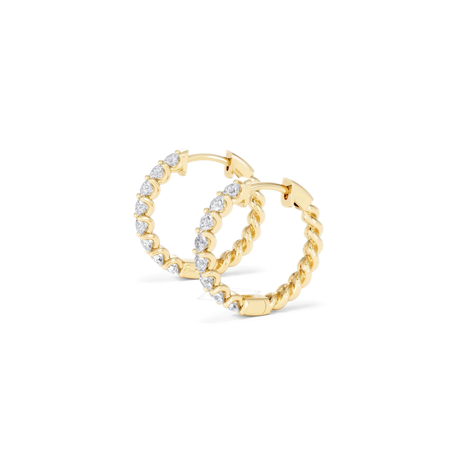 Braided 1.00ct Round Cut Lab Diamond Hoop Earrings in 9K Yellow Gold - Image 74