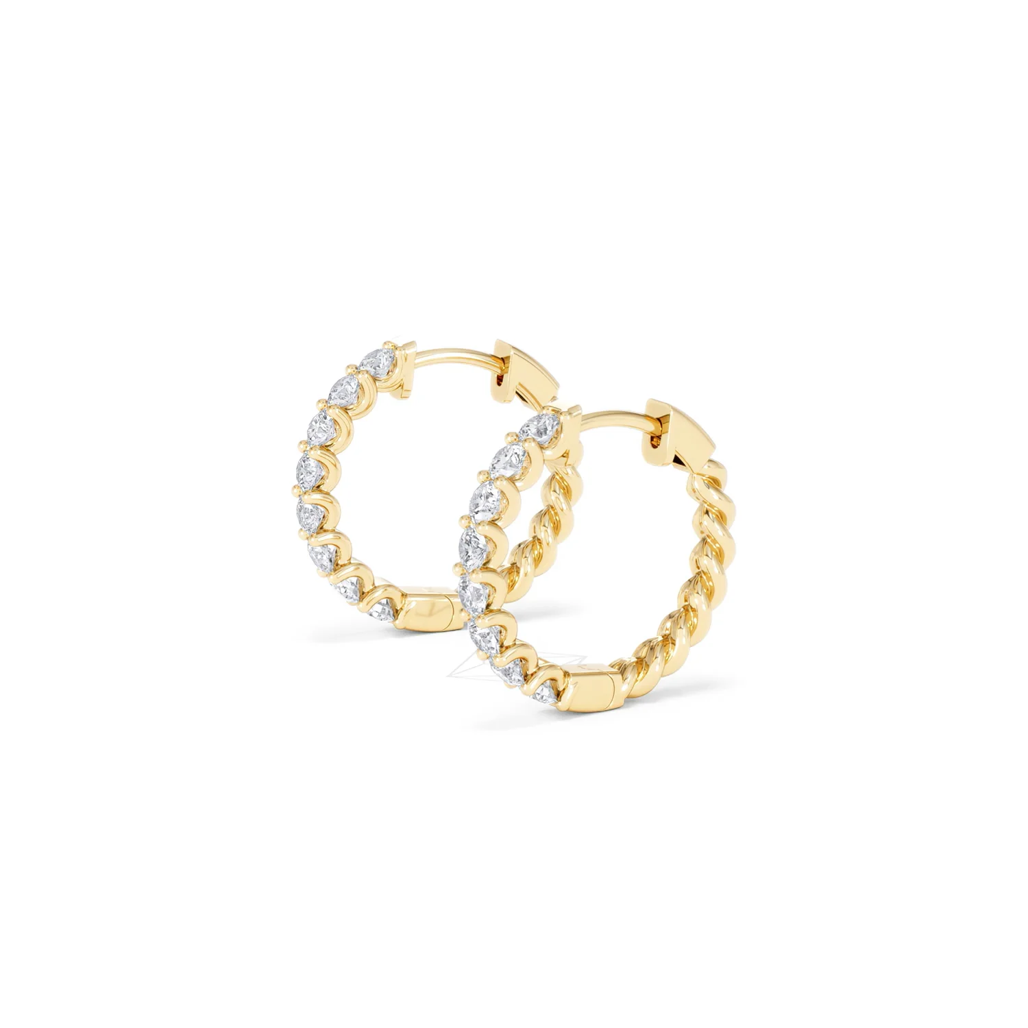 Braided 1.00ct Round Cut Lab Diamond Hoop Earrings in 9K Yellow Gold - Image 75