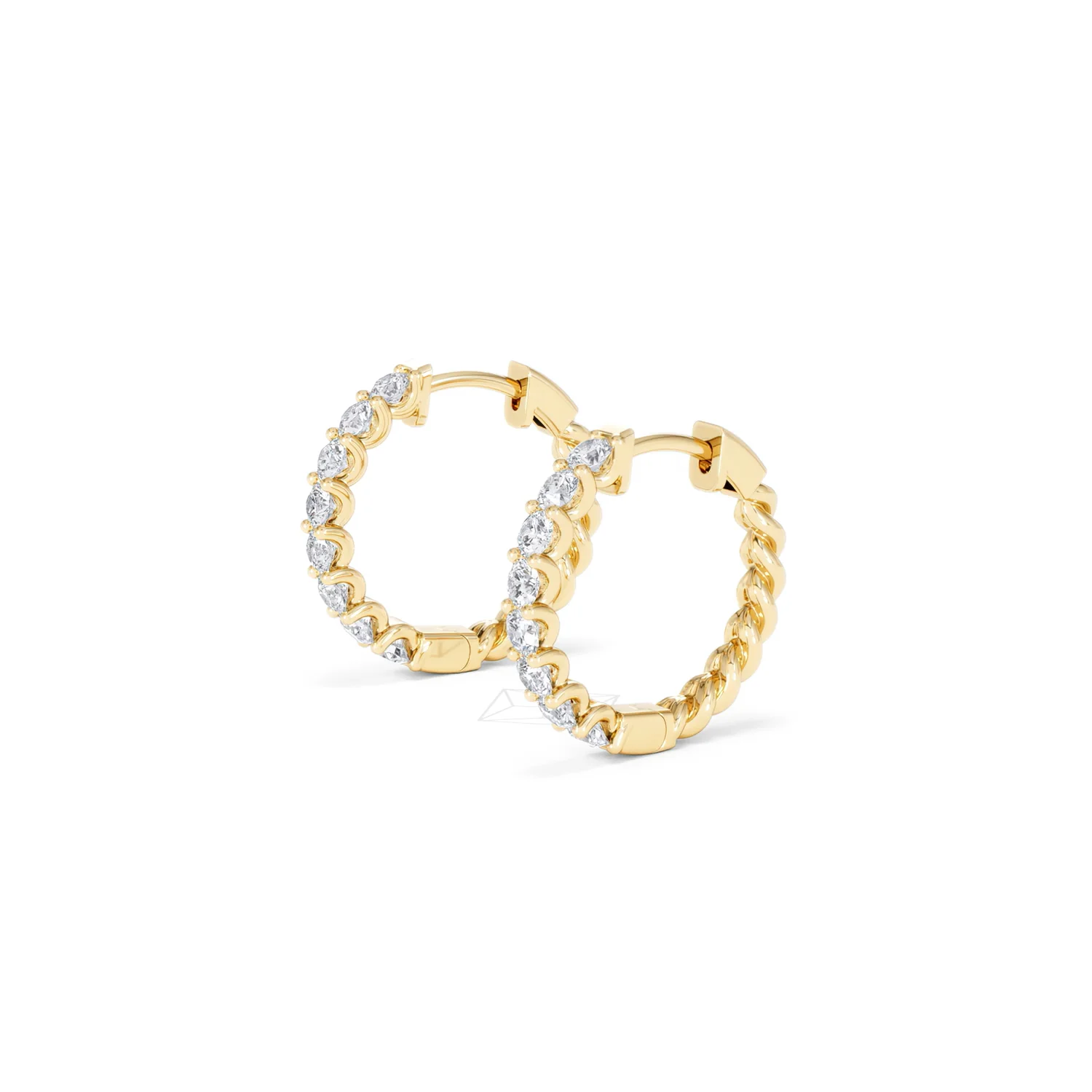 Braided 1.00ct Round Cut Lab Diamond Hoop Earrings in 9K Yellow Gold - Image 76