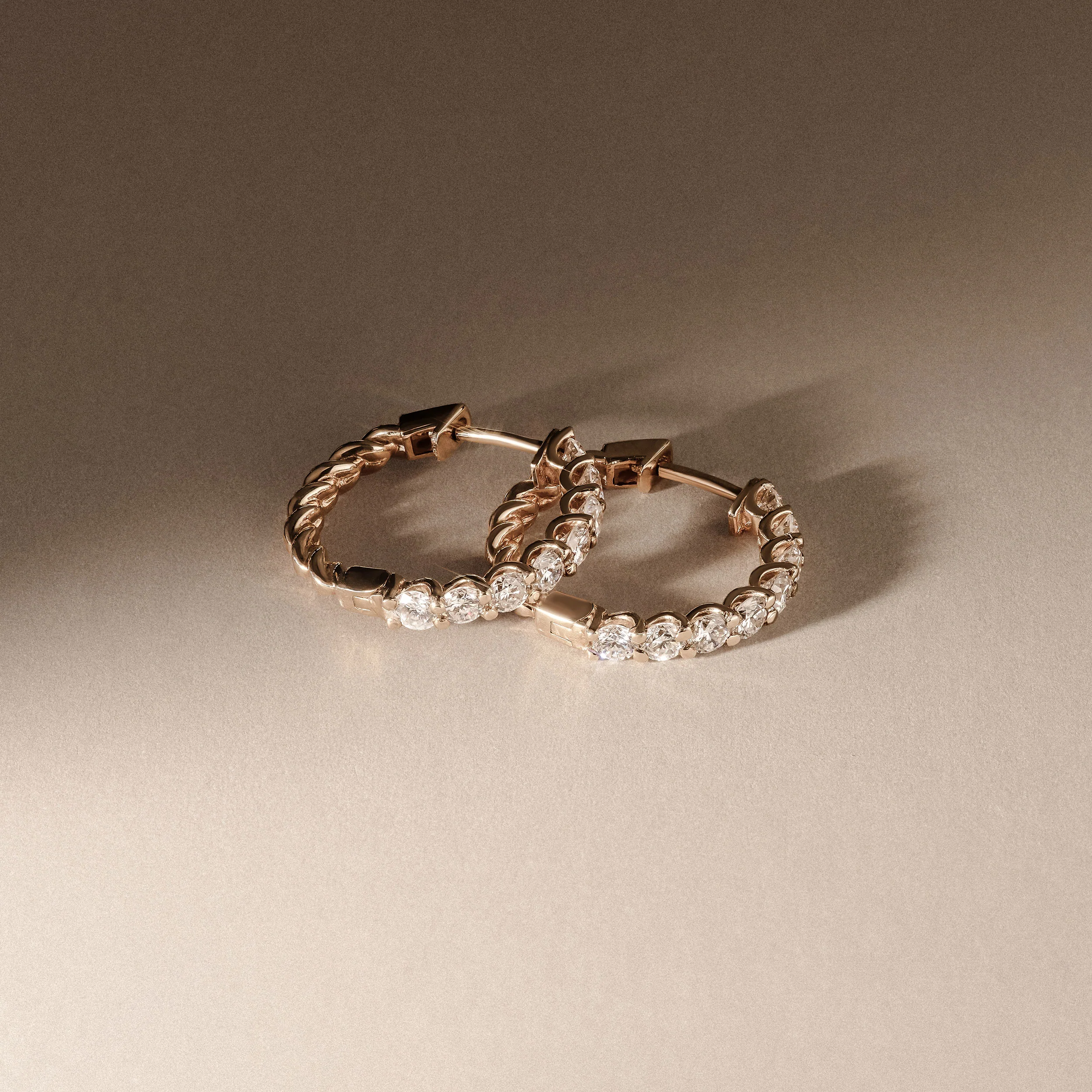 Braided 1.00ct Round Cut Lab Diamond Hoop Earrings in 9K Yellow Gold - Image 8