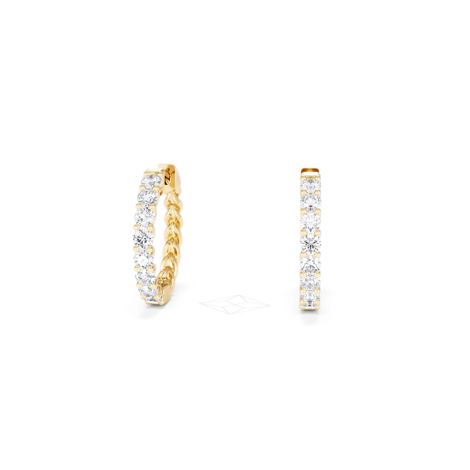 Braided 1.00ct Round Cut Lab Diamond Hoop Earrings in 9K Yellow Gold - Image 87