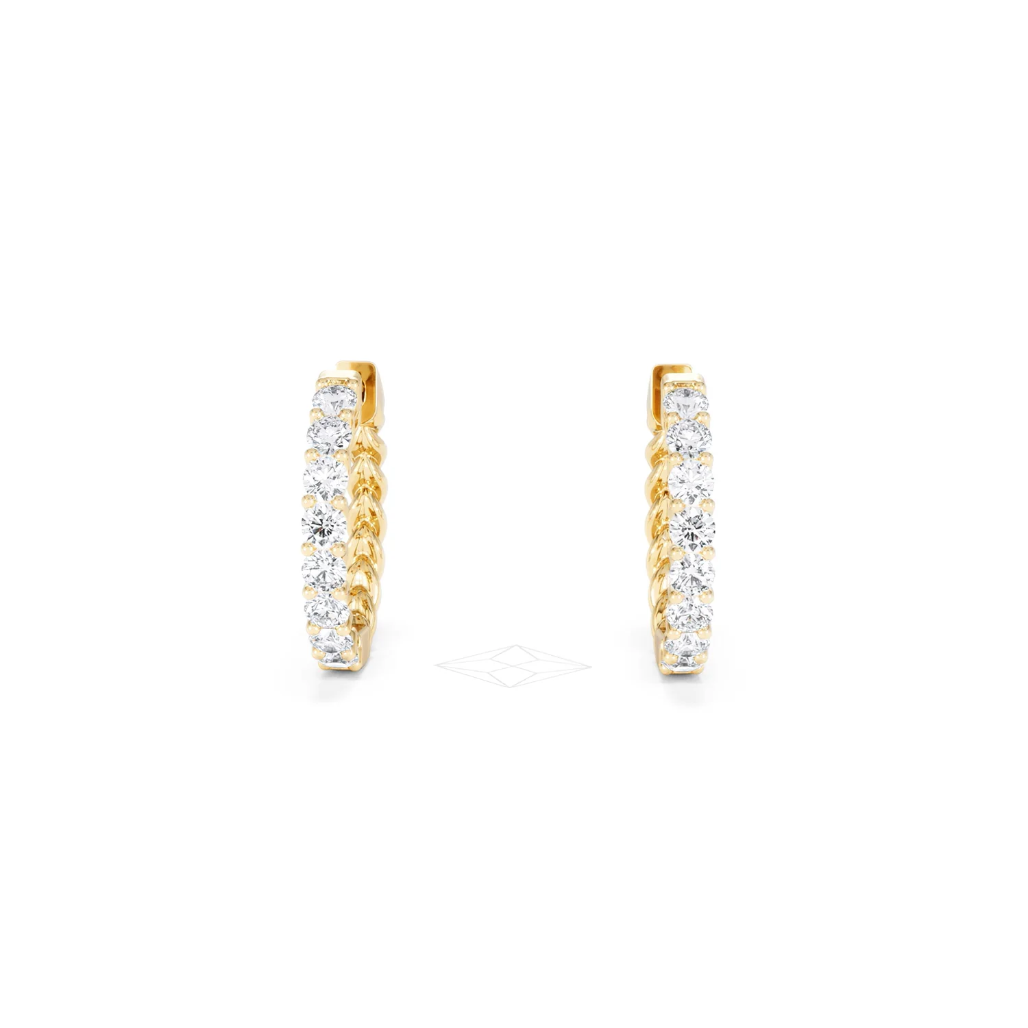 Braided 1.00ct Round Cut Lab Diamond Hoop Earrings in 9K Yellow Gold - Image 88