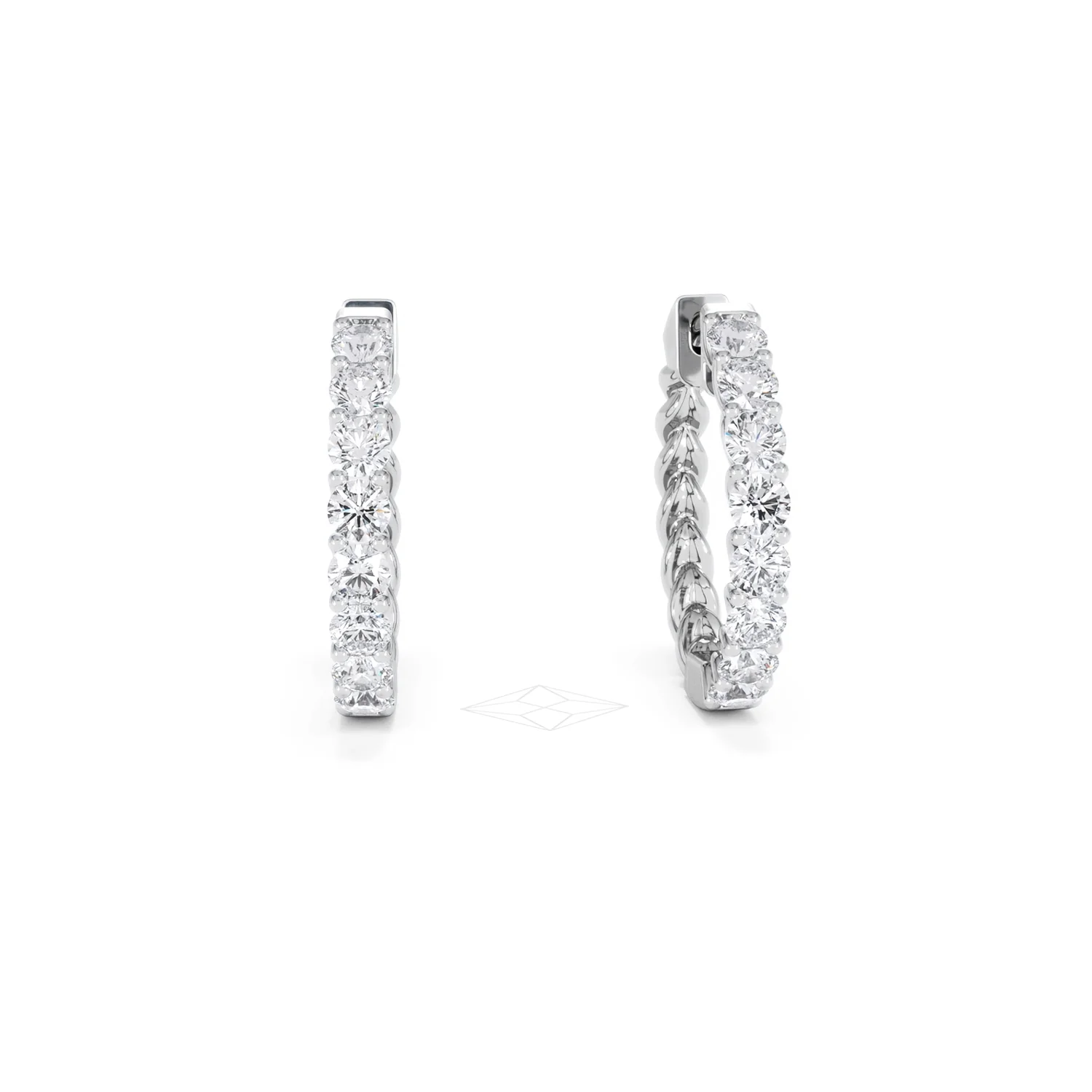 Braided 2.00ct Round Cut Lab Diamond Hoop Earrings in 9K White Gold - Image 10