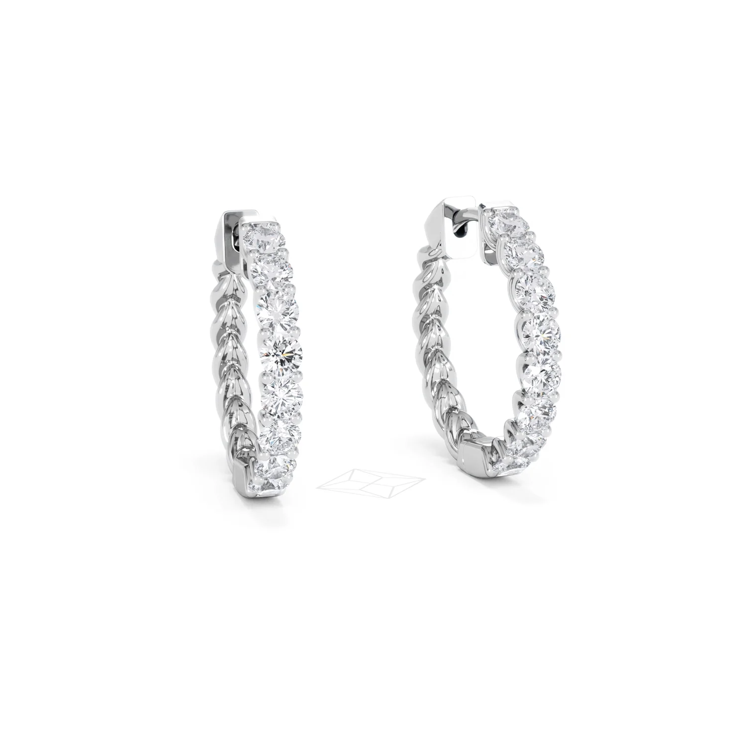 Braided 2.00ct Round Cut Lab Diamond Hoop Earrings in 9K White Gold - Image 13