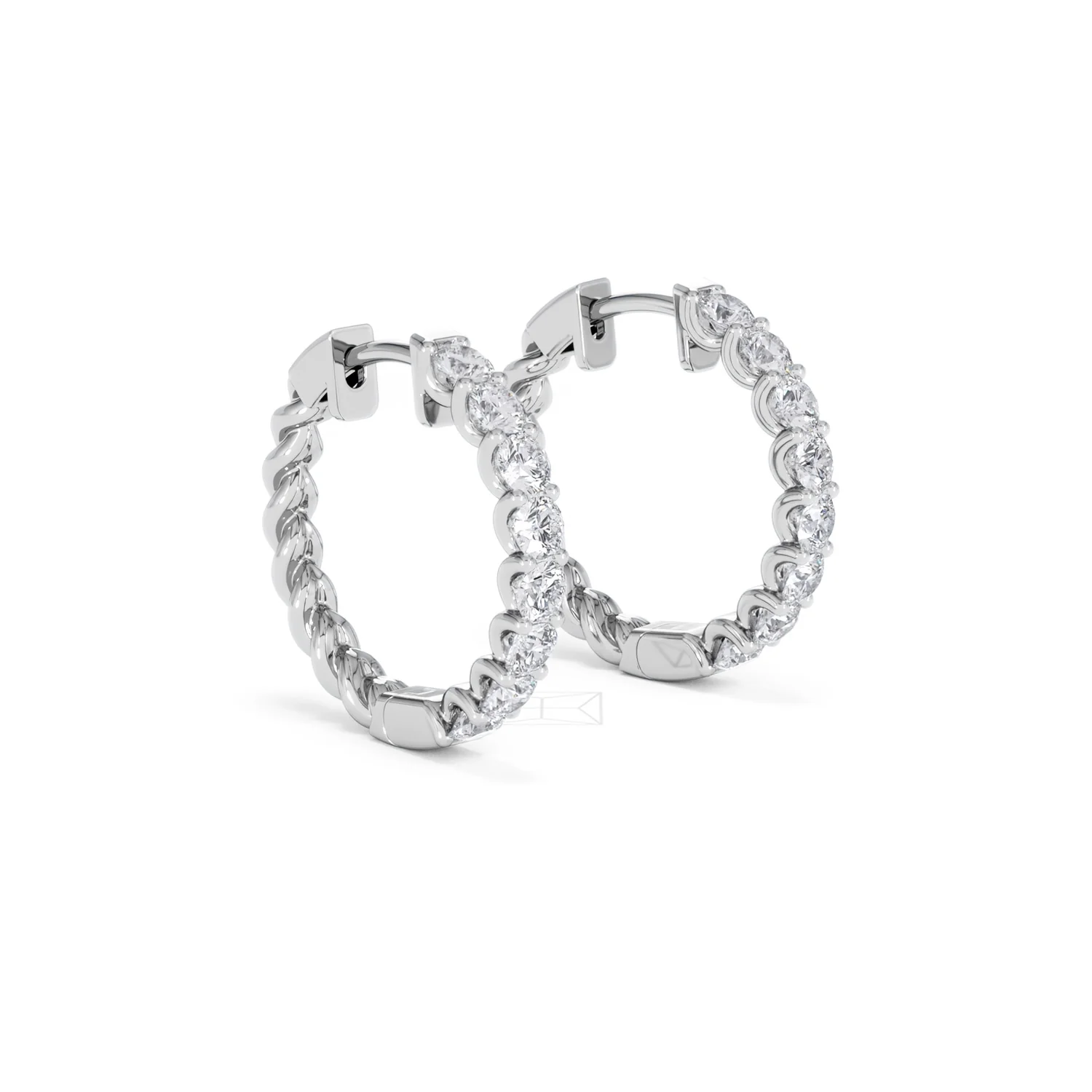 Braided 2.00ct Round Cut Lab Diamond Hoop Earrings in 9K White Gold - Image 19