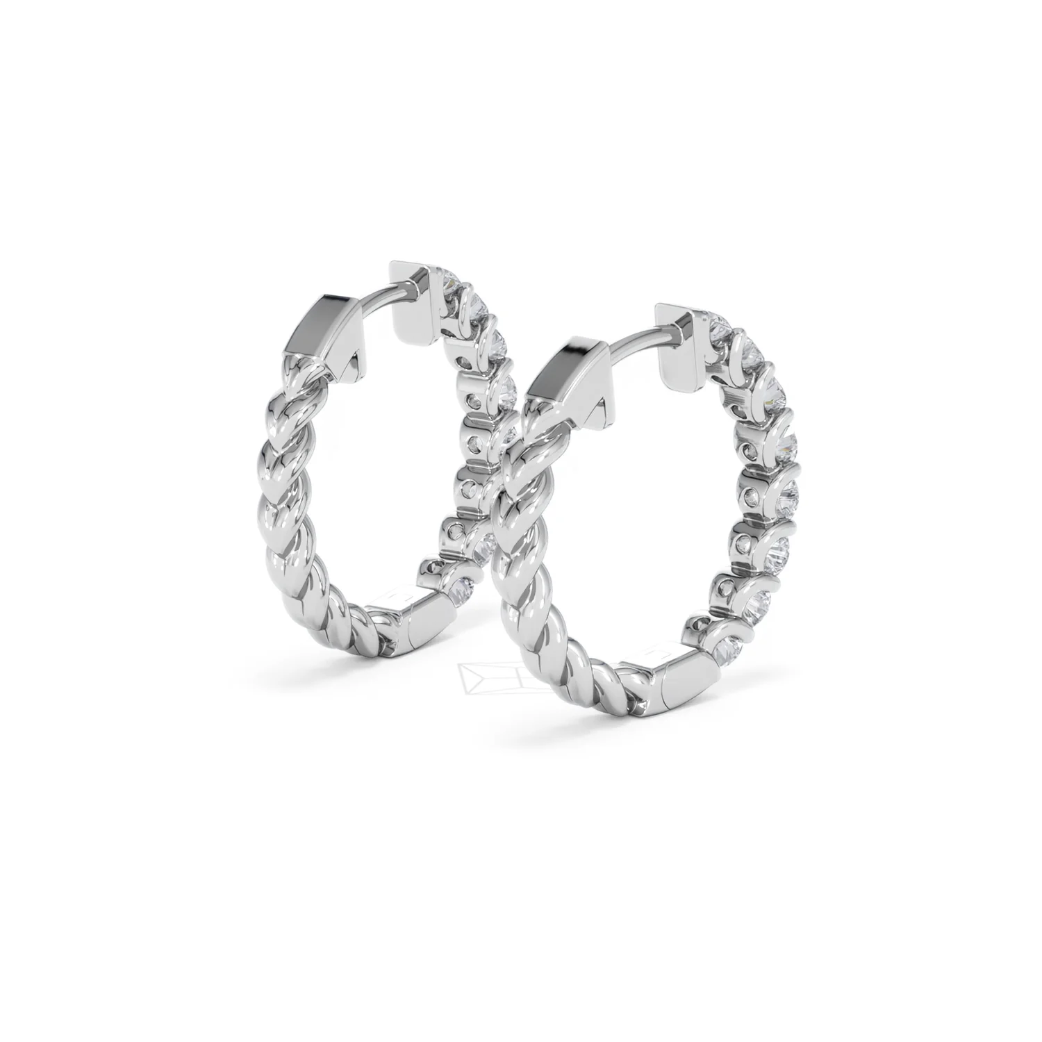 Braided 2.00ct Round Cut Lab Diamond Hoop Earrings in 9K White Gold - Image 40