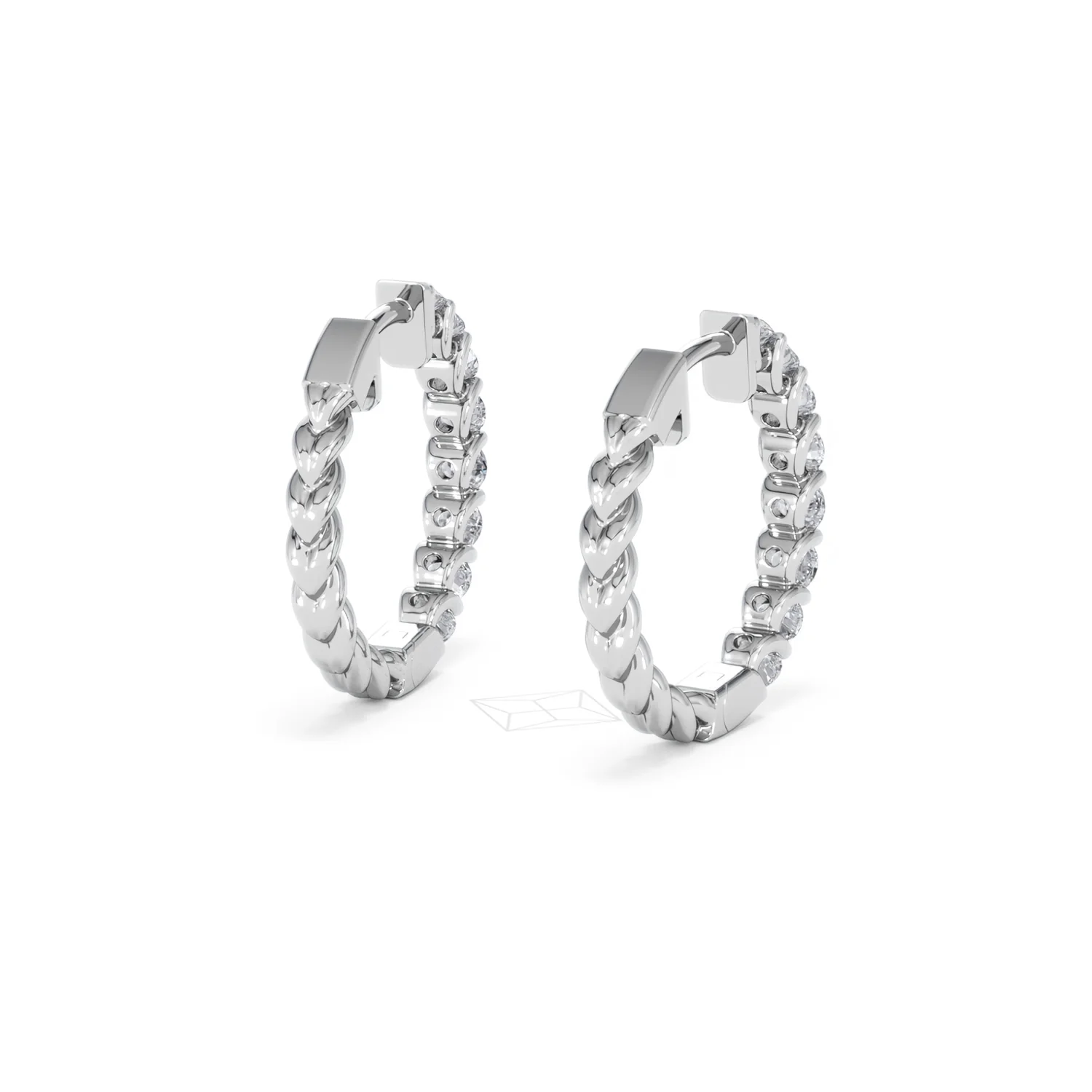 Braided 2.00ct Round Cut Lab Diamond Hoop Earrings in 9K White Gold - Image 43