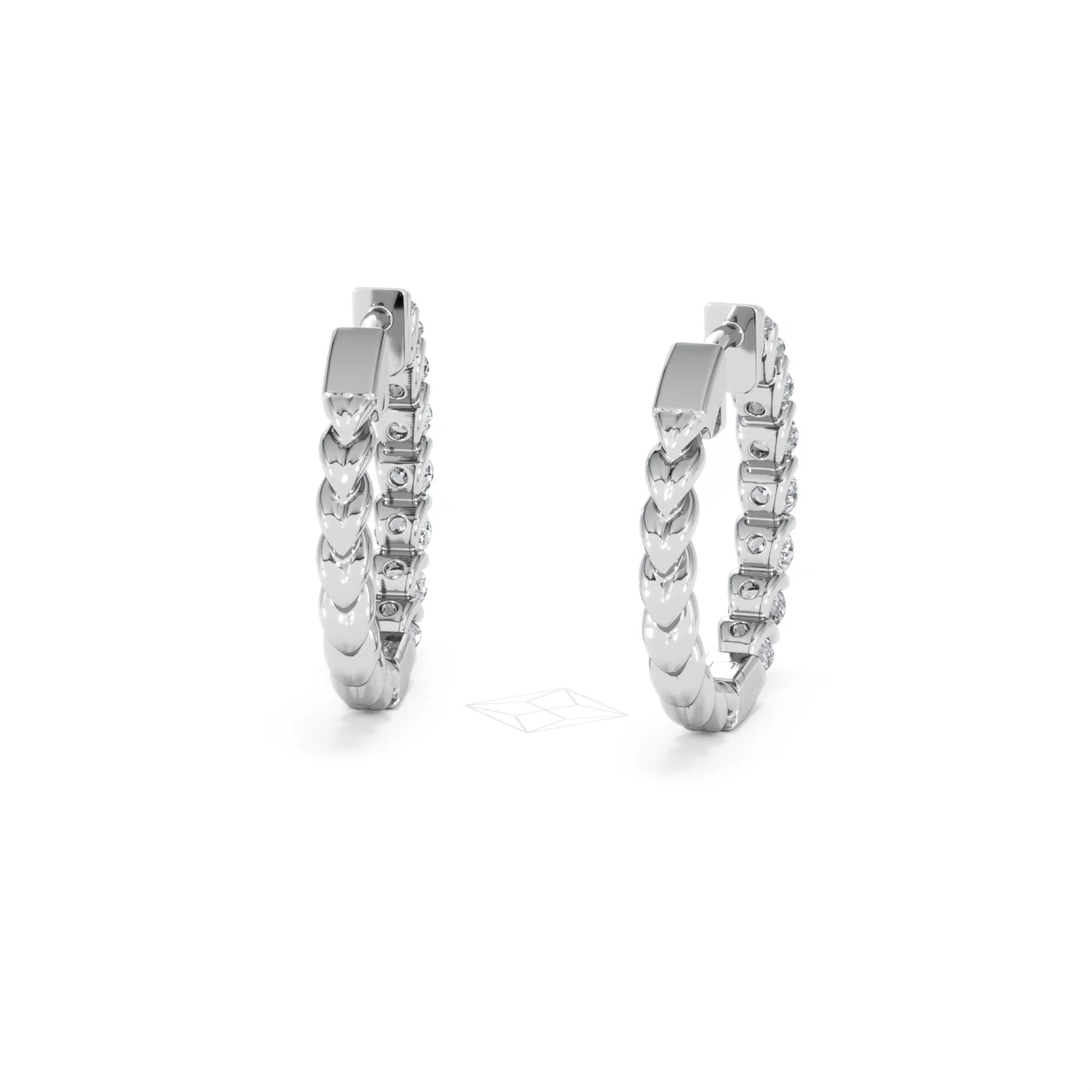 Braided 2.00ct Round Cut Lab Diamond Hoop Earrings in 9K White Gold - Image 46