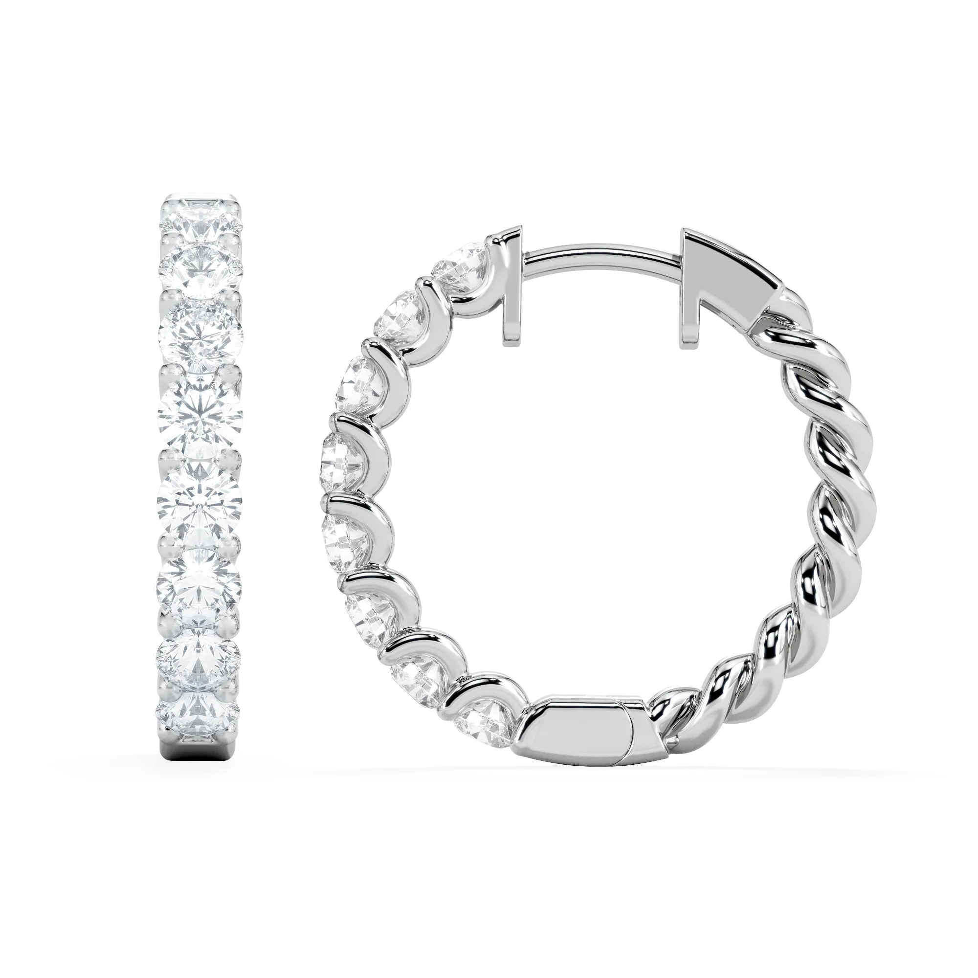 Braided 2.00ct Round Cut Lab Diamond Hoop Earrings in 9K White Gold - Image 5