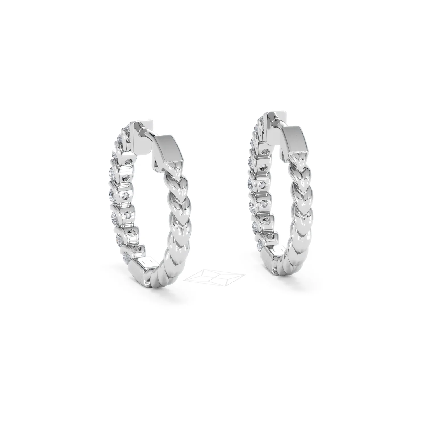 Braided 2.00ct Round Cut Lab Diamond Hoop Earrings in 9K White Gold - Image 53