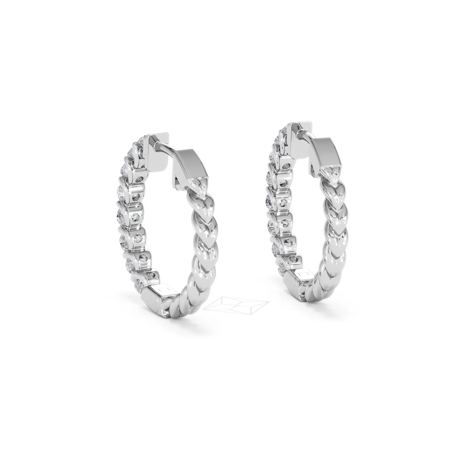 Braided 2.00ct Round Cut Lab Diamond Hoop Earrings in 9K White Gold - Image 54