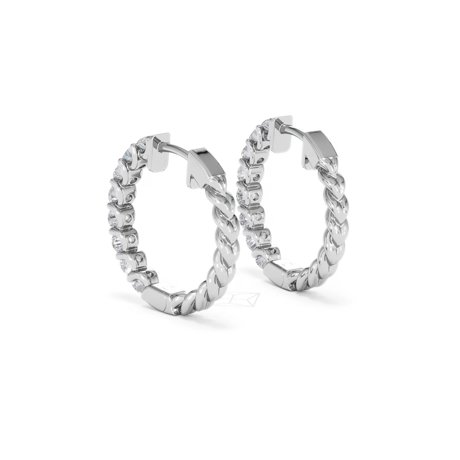 Braided 2.00ct Round Cut Lab Diamond Hoop Earrings in 9K White Gold - Image 57