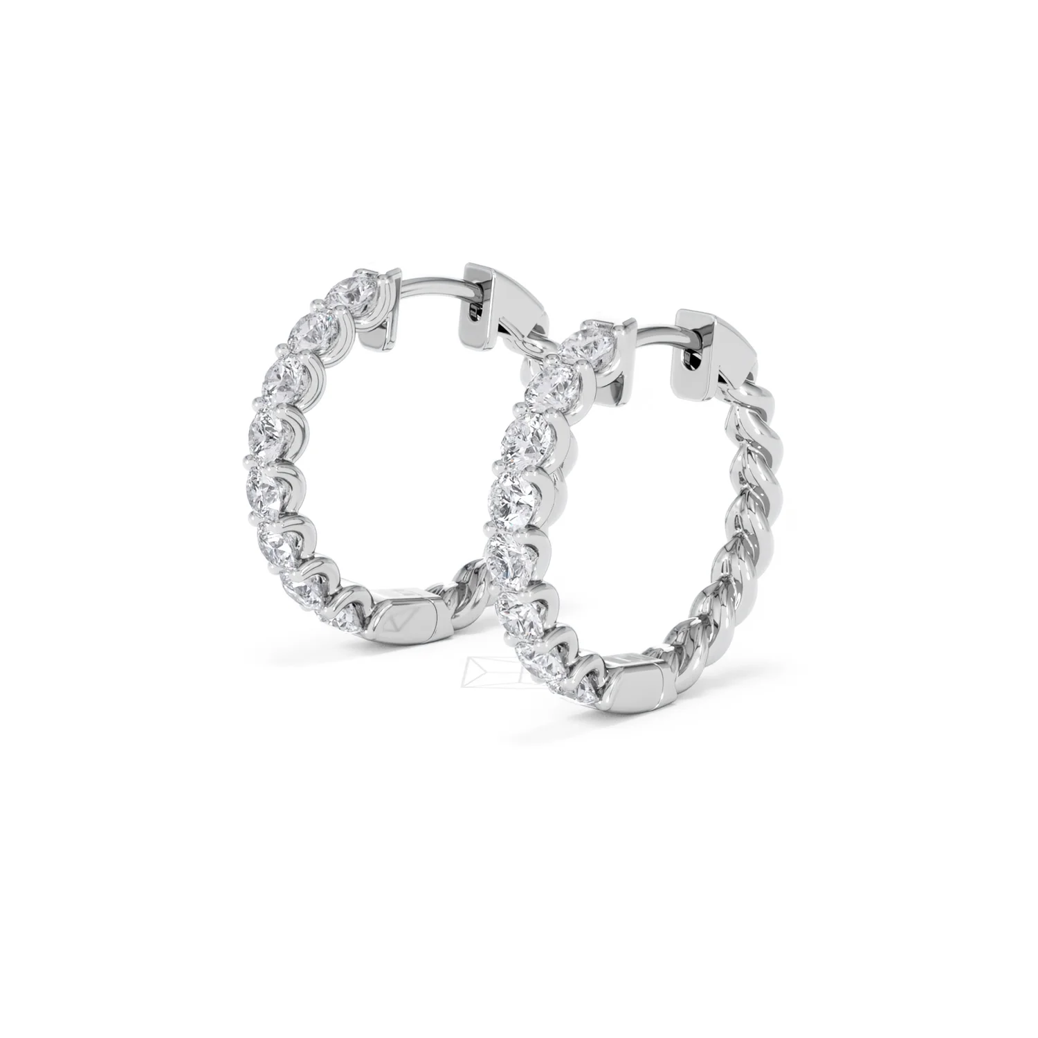 Braided 2.00ct Round Cut Lab Diamond Hoop Earrings in 9K White Gold - Image 78