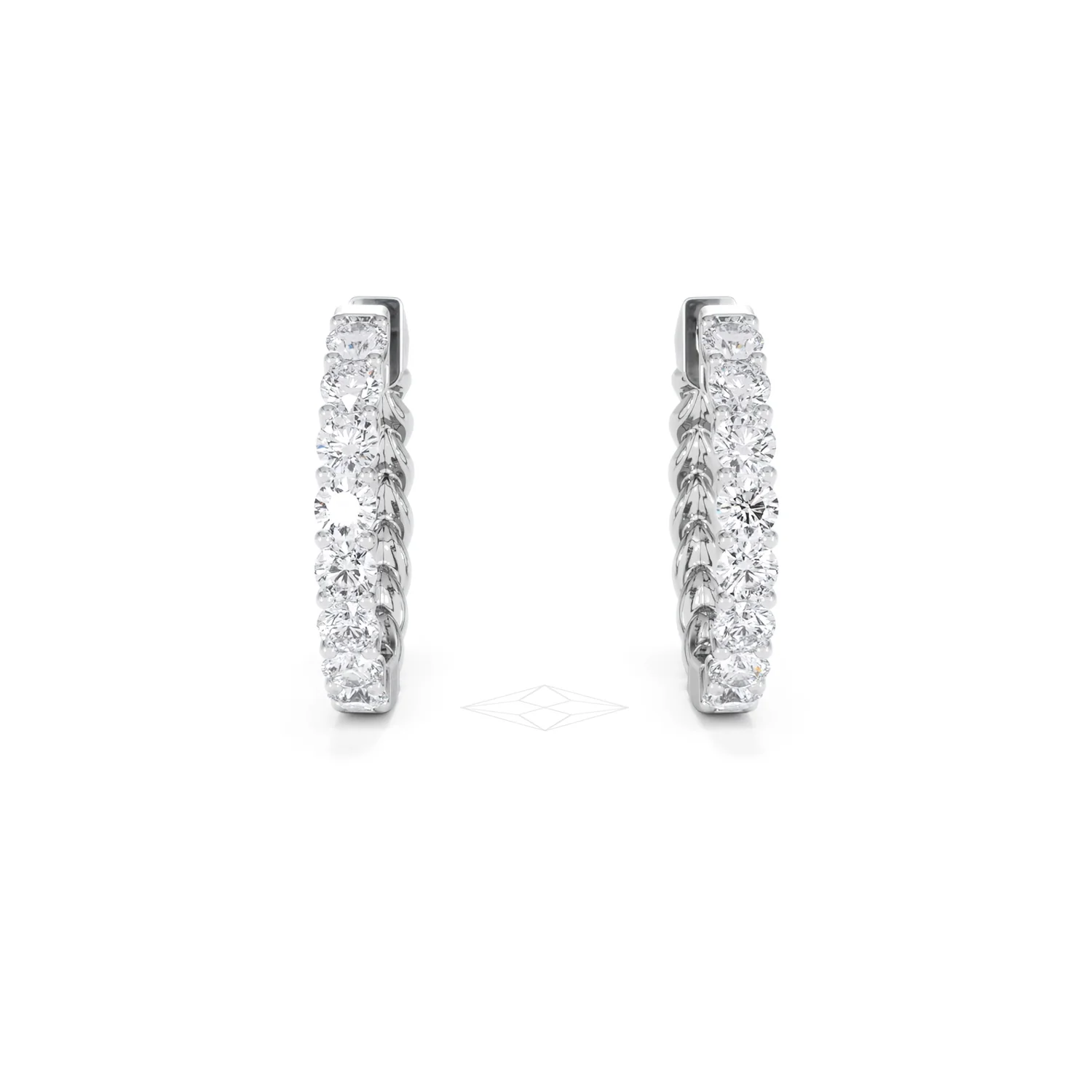 Braided 2.00ct Round Cut Lab Diamond Hoop Earrings in 9K White Gold - Image 9