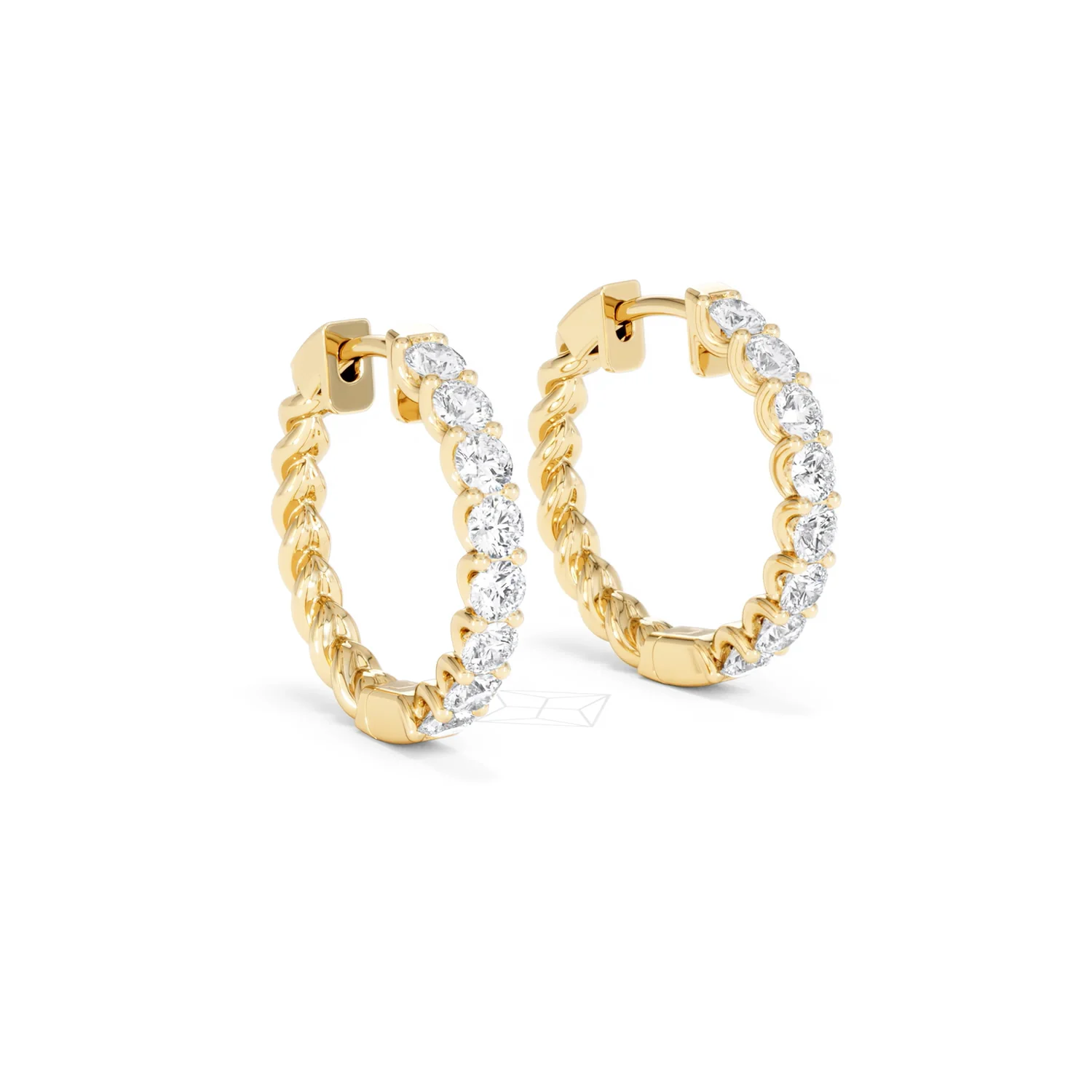 Braided 2.00ct Round Cut Lab Diamond Hoop Earrings in 9K Yellow Gold - Image 17