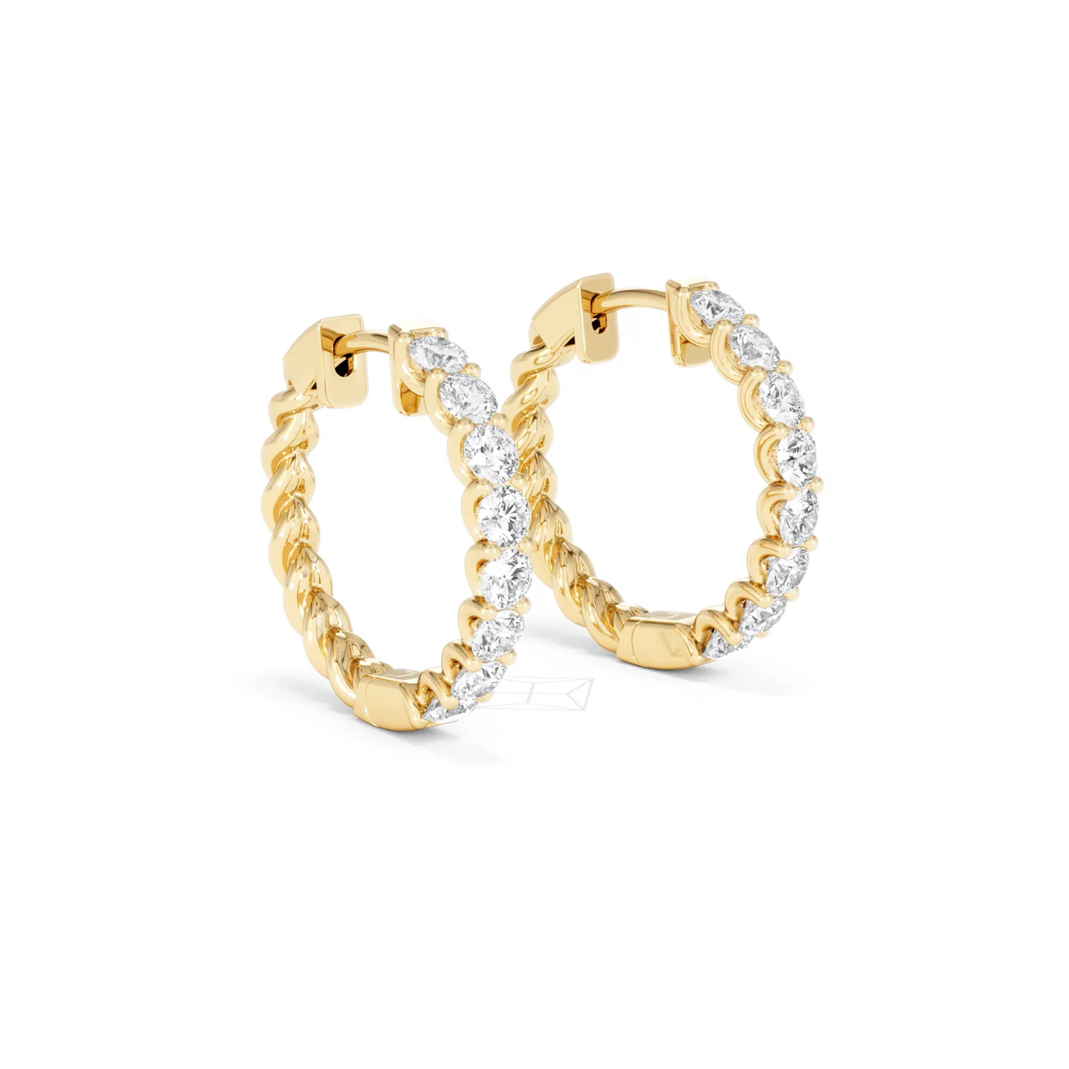 Braided 2.00ct Round Cut Lab Diamond Hoop Earrings in 9K Yellow Gold - Image 18