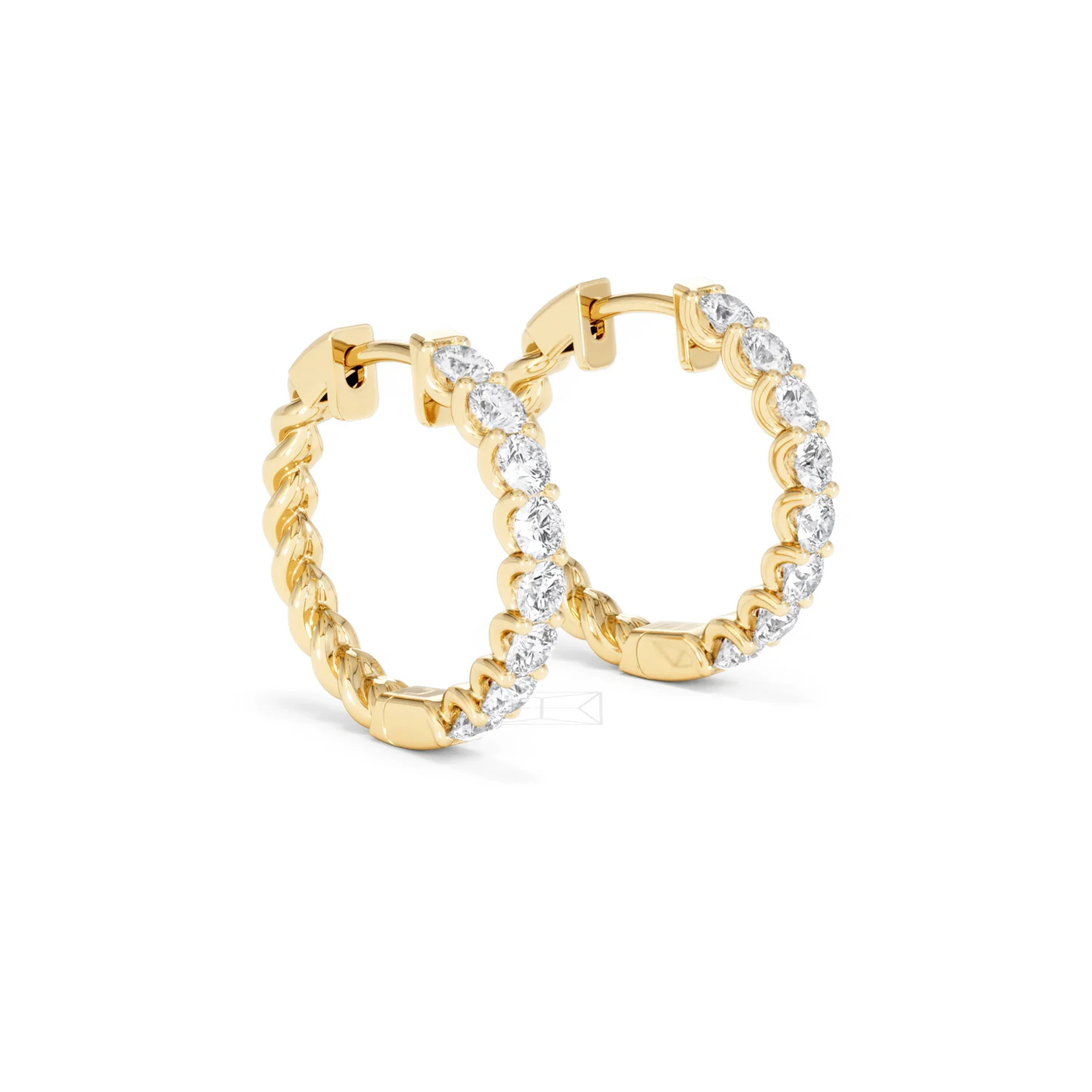 Braided 2.00ct Round Cut Lab Diamond Hoop Earrings in 9K Yellow Gold - Image 19