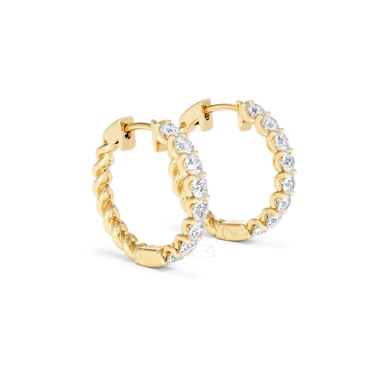 Braided 2.00ct Round Cut Lab Diamond Hoop Earrings in 9K Yellow Gold - Image 20
