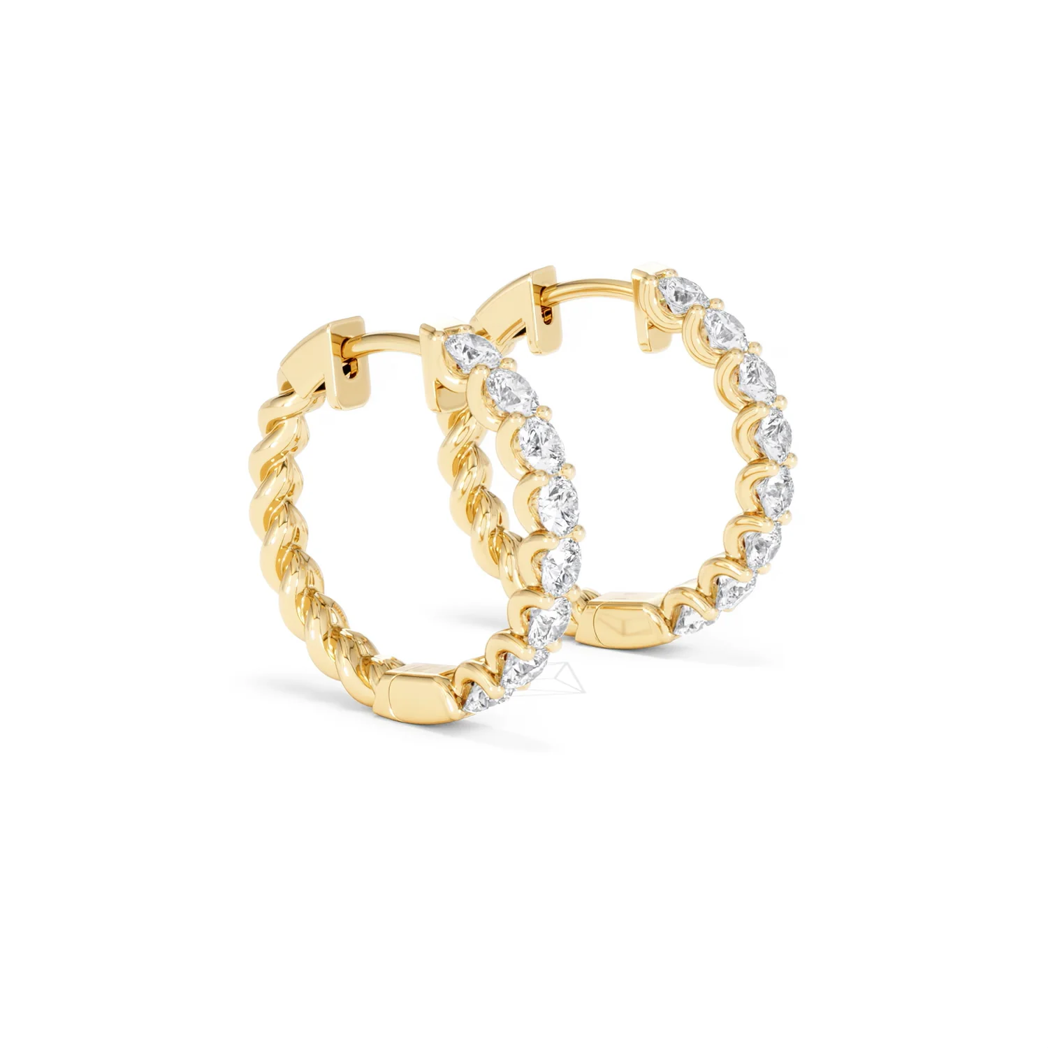 Braided 2.00ct Round Cut Lab Diamond Hoop Earrings in 9K Yellow Gold - Image 21