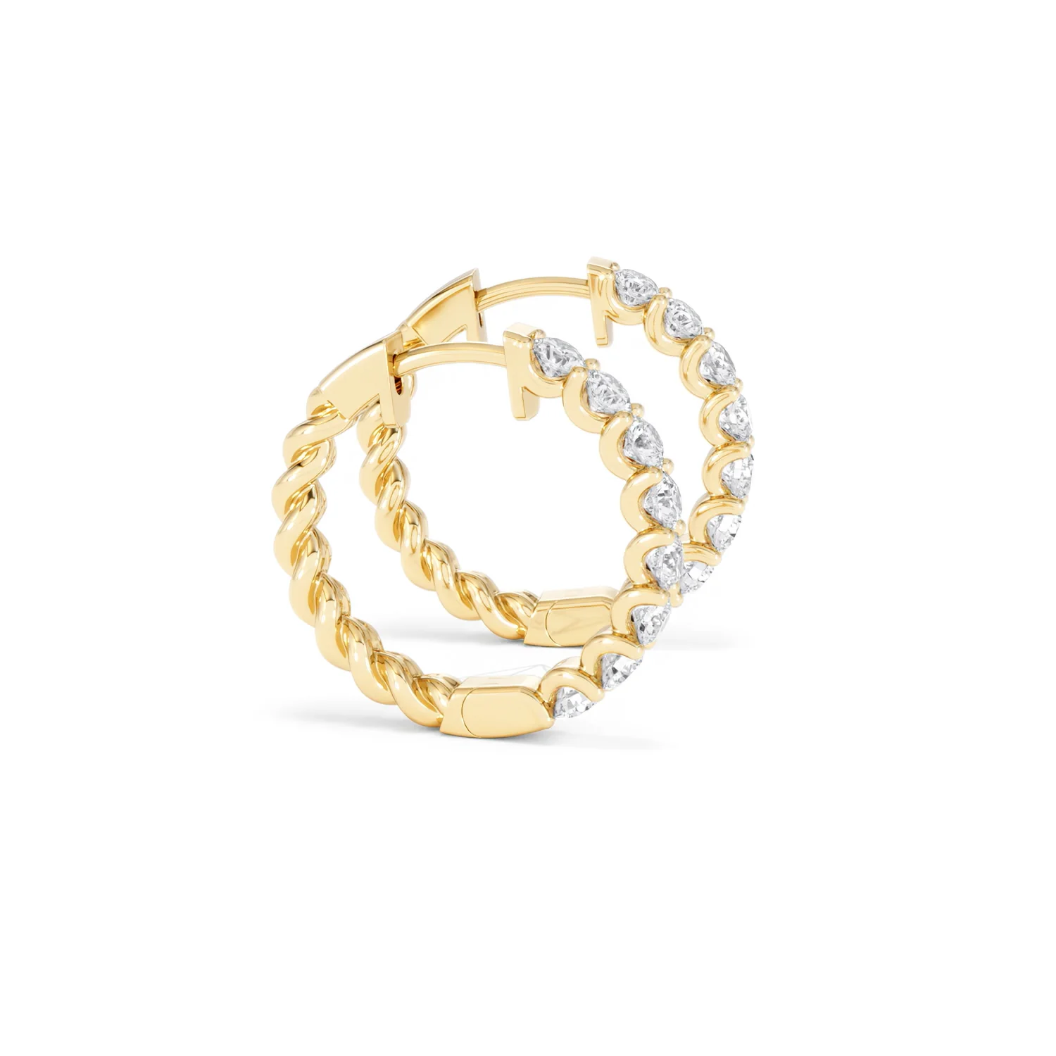 Braided 2.00ct Round Cut Lab Diamond Hoop Earrings in 9K Yellow Gold - Image 26