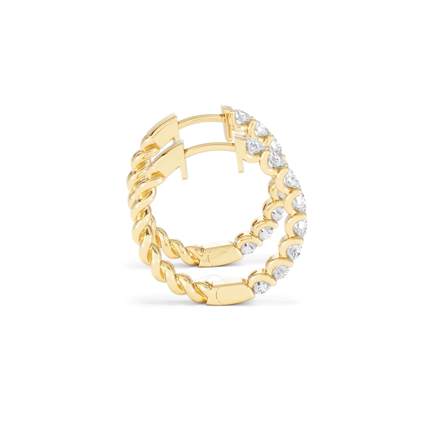 Braided 2.00ct Round Cut Lab Diamond Hoop Earrings in 9K Yellow Gold - Image 30