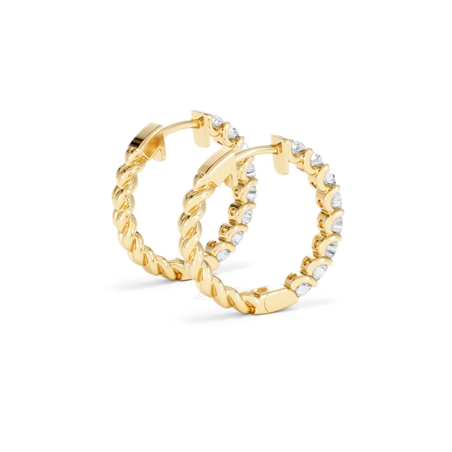 Braided 2.00ct Round Cut Lab Diamond Hoop Earrings in 9K Yellow Gold - Image 36