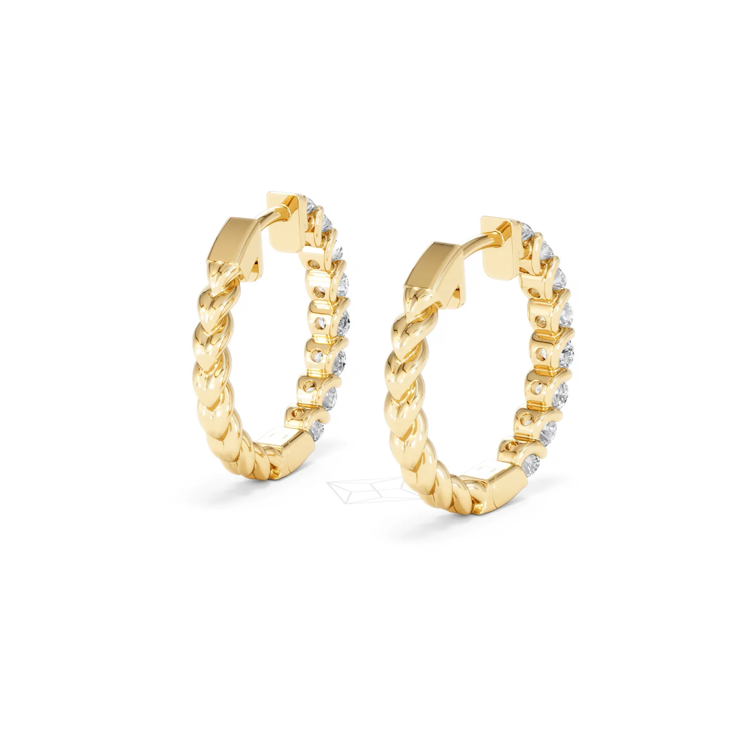 Braided 2.00ct Round Cut Lab Diamond Hoop Earrings in 9K Yellow Gold - Image 42